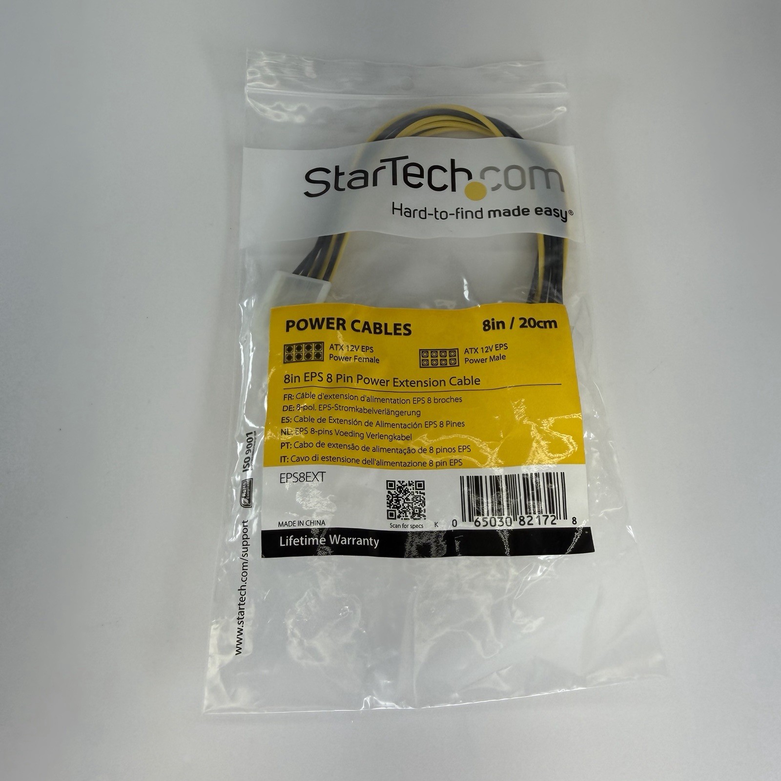 StarTech EPS8EXT 8in EPS 8 Pin Power Extension Cable 8 EPS 8 PIN Extender