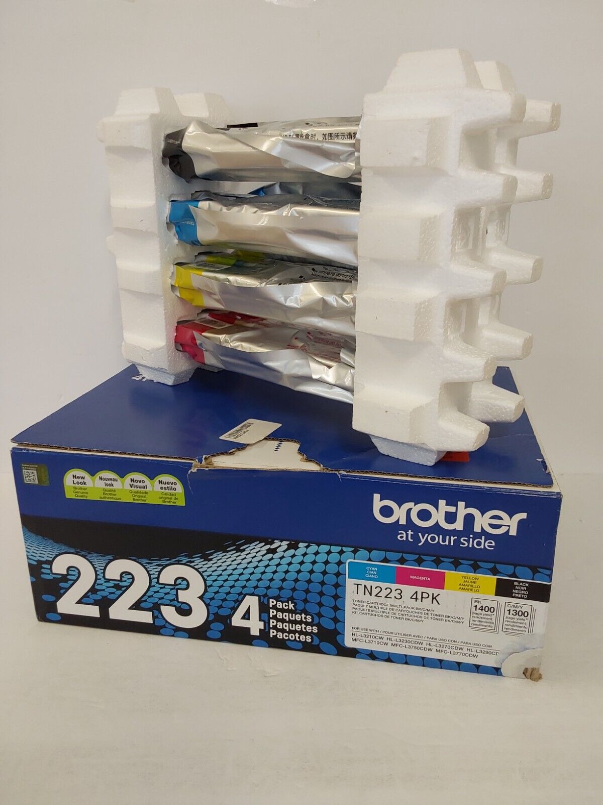 Brother Genuine Standard TN223 4PK Bk/C/M/Y Toner Cartridges Open Box