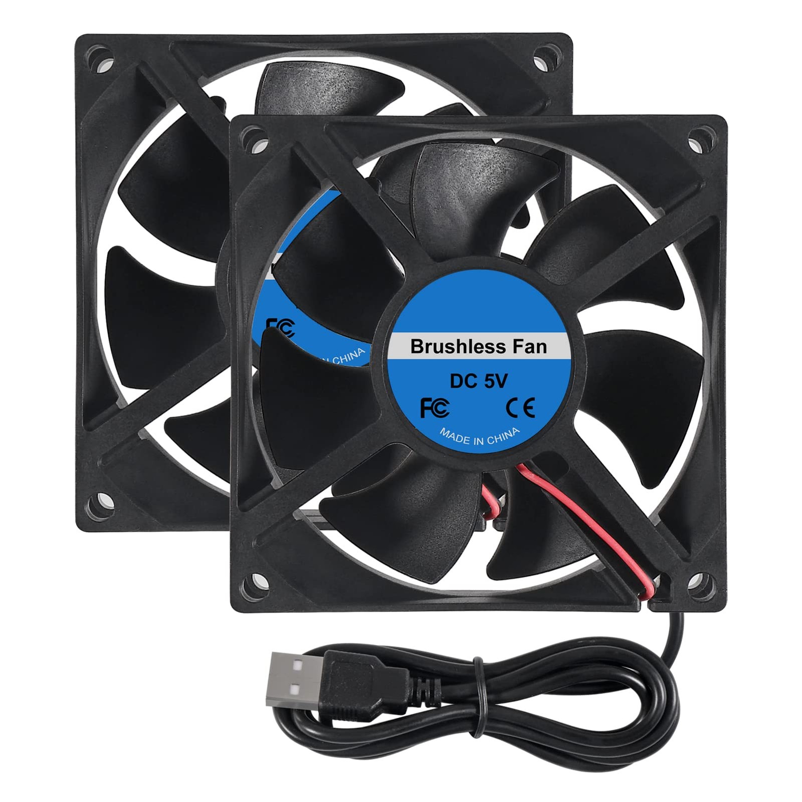 Cooling Fan Computer PC Case Brushless Ball Bearing DC 5V 80mm 25mm 2PCS Electro