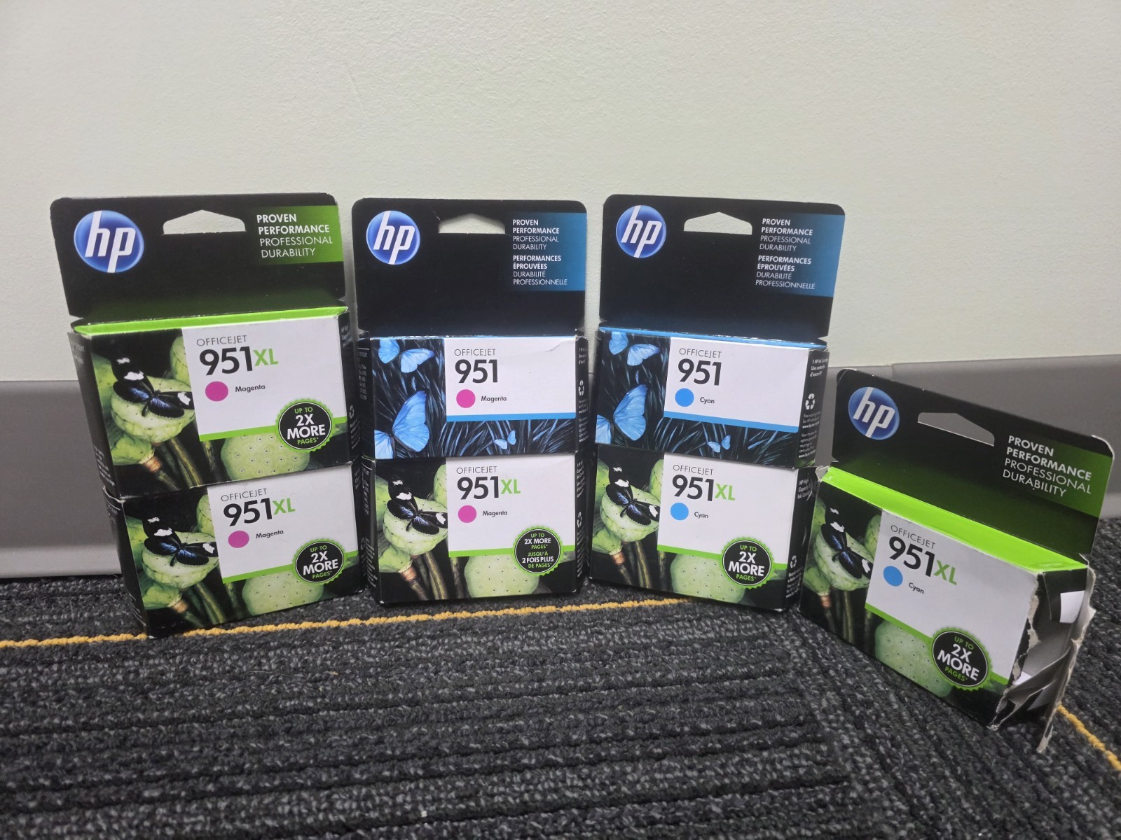 Genuine HP 951XL Lot of 5 + 951 Lot of 2 --Cyan and Magenta Exp  --2014-2017 