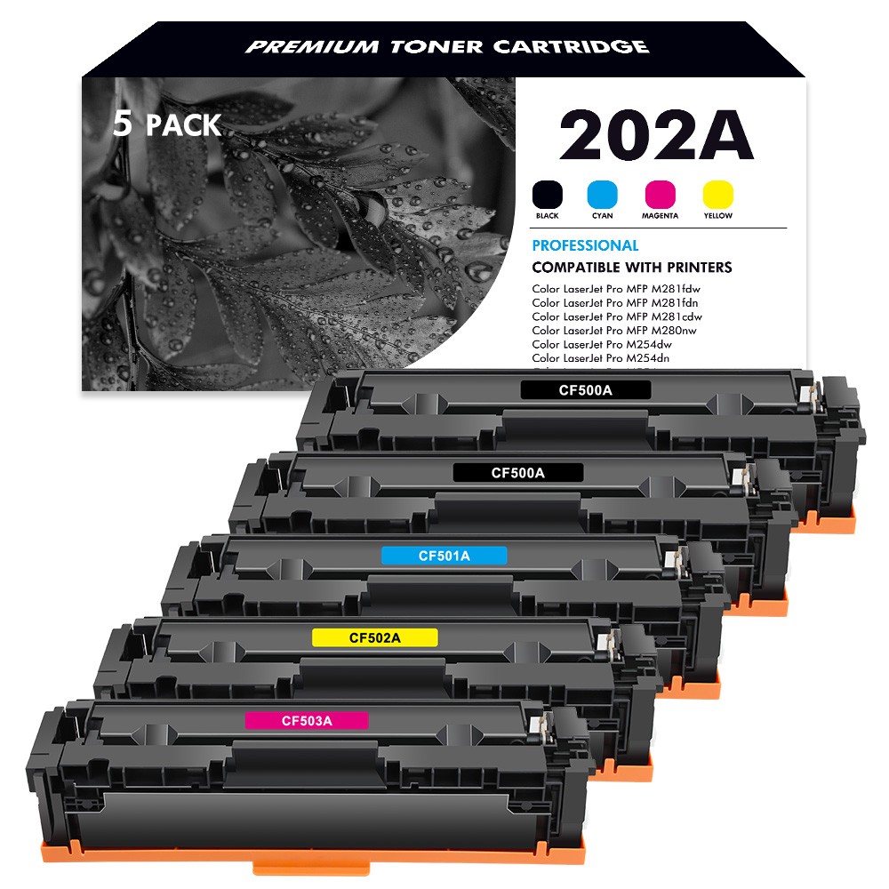 5PK CF500A 202A BCYM Toner Fits for HP LaserJet Pro MFP M281FDW M281CDW M281dw