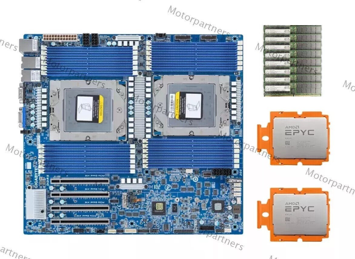 Gigabyte MZ73-LM1 (Rev. 2.0) Motherboard With 2x AMD EPYC 9684X CPU，8x 64GB RAM