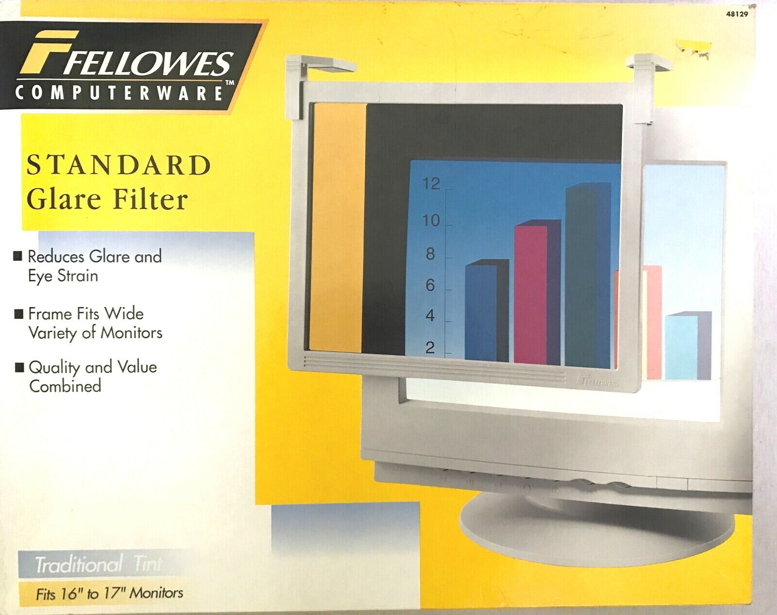 New FELLOWS Computerware Standard Glare Filter Fits 16\