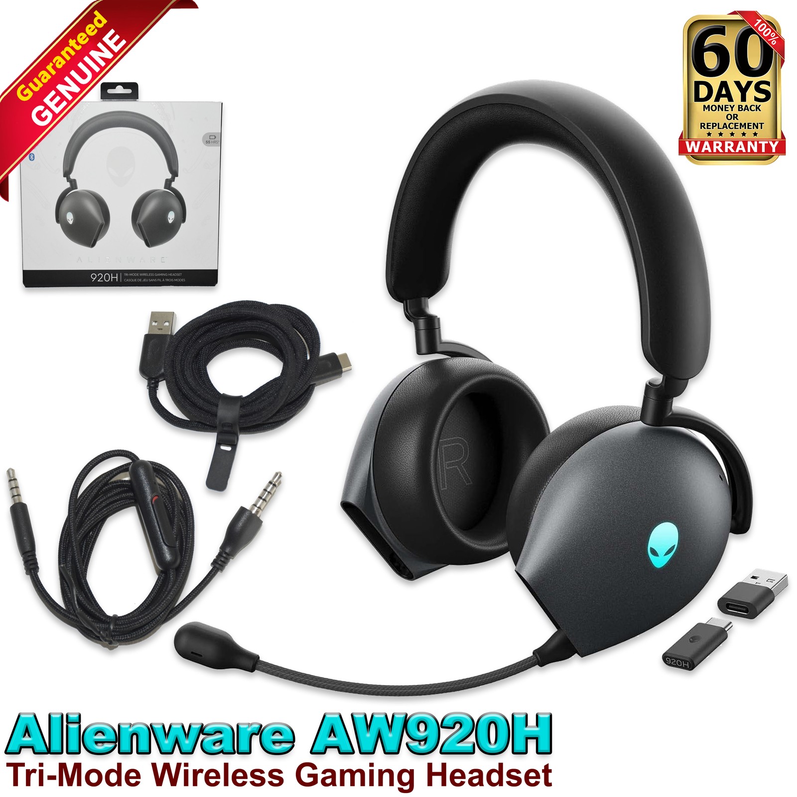 Dell Alienware AW920H Tri-Mode Wireless Gaming Headset 0TRHF 7NGG0 545-BBDQ