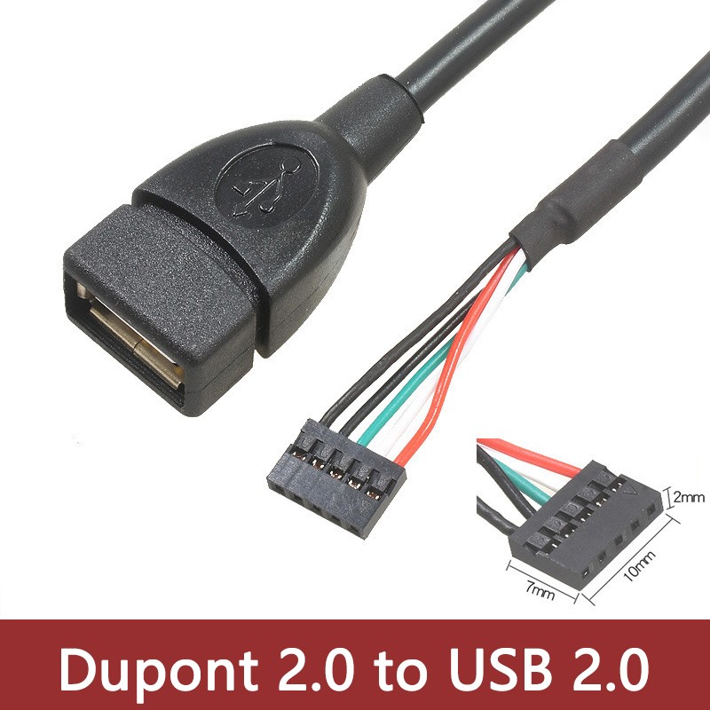 Dupont 2.0 5Pin to USB 2.0 A Female Shielded Cable Case Motherboard Extension