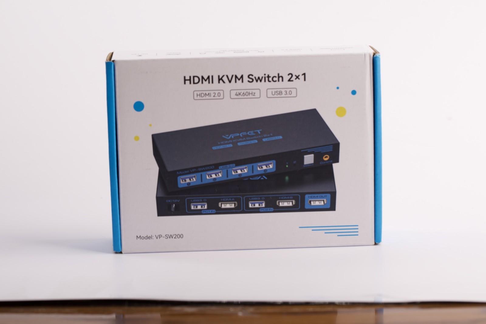 VPFET VP-SW200 HDMI KVM Switch 2x1 4K 60Hz HDMI 2.0 4x USB 3.0 Wired Remote NEW