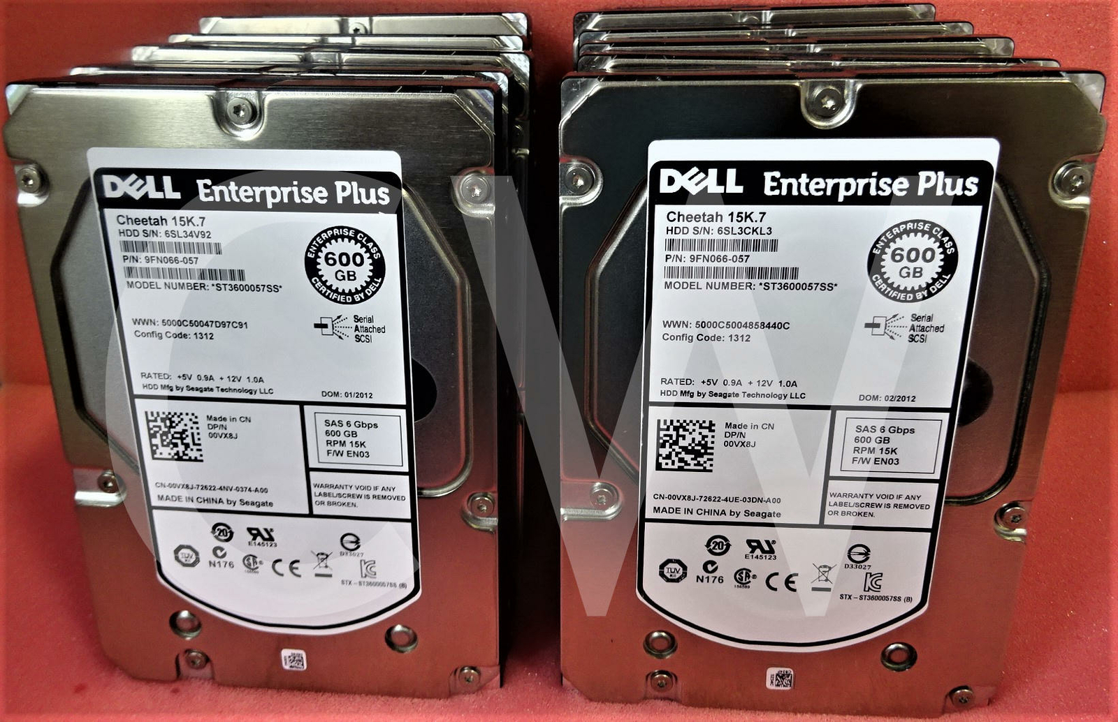 0VX8J 00VX8J (LOT OF 10) Dell EQL 600GB 15K 6G 3.5" SAS Hard Drive ST3600057SS