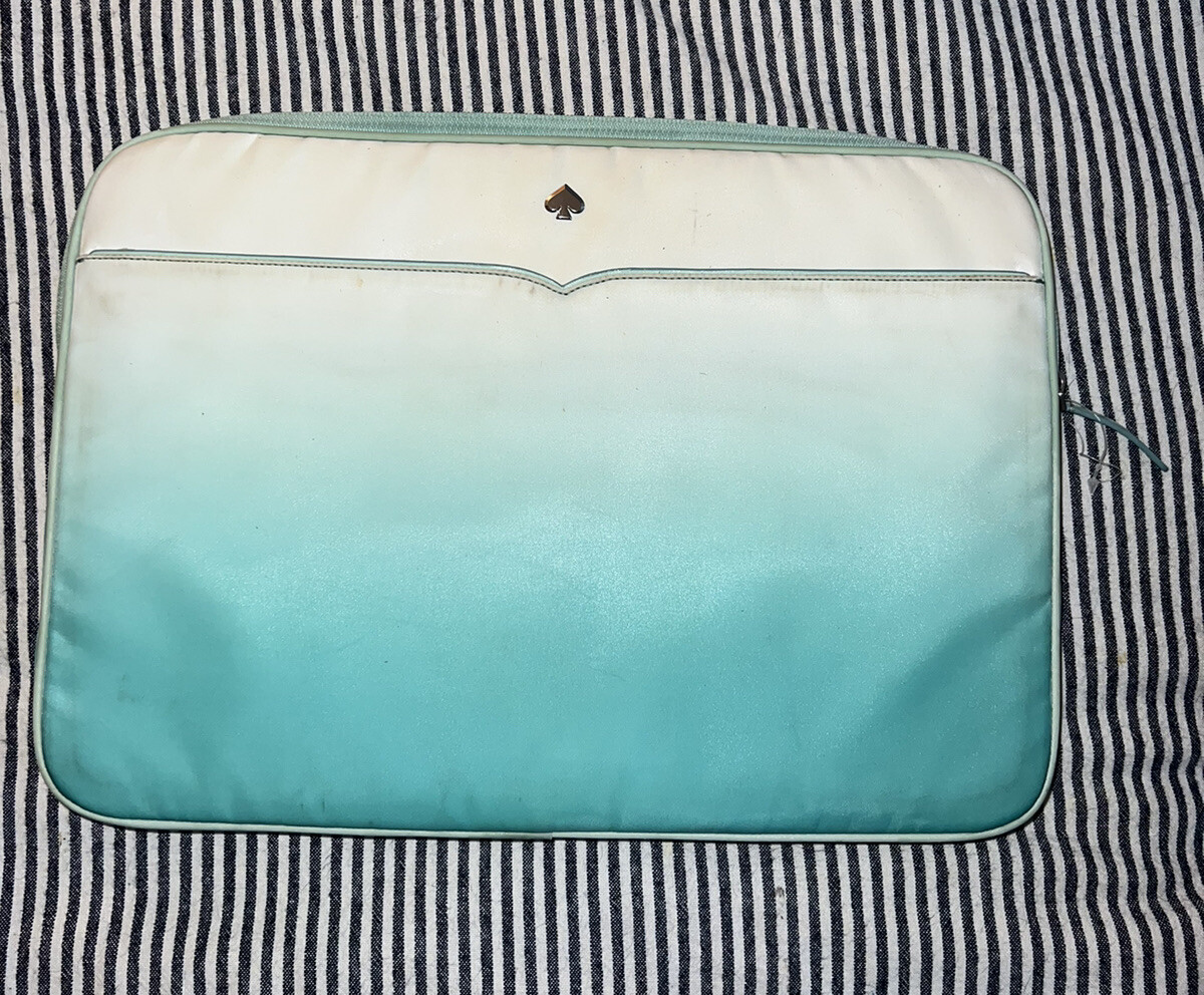 Kate Spade Jae Degrade Blue Green Ombre Soft 15” Padded Laptop Sleeve Case
