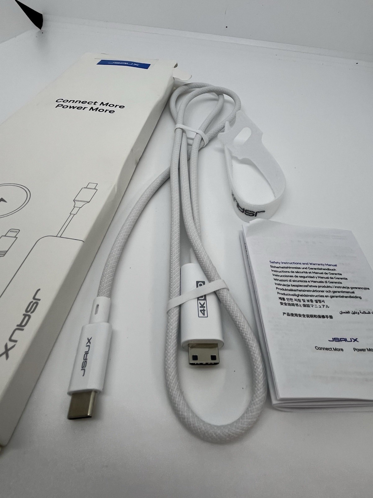 JSAUX 4K USB-C to HDMI Cable 100W PD Charging Adapter iPhone 15 MacBook White