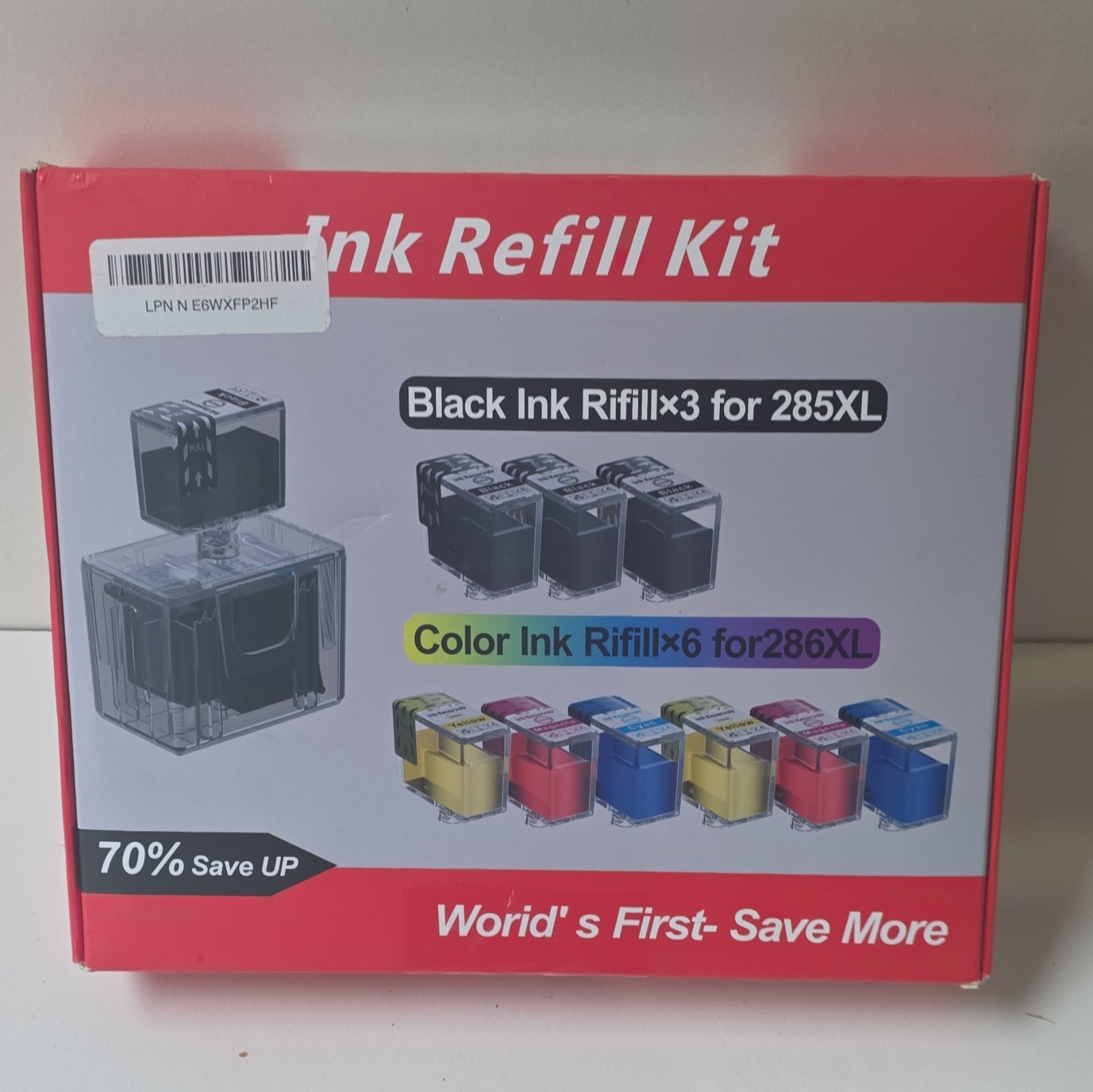 Ink Refill Kit: 3x Black for 285XL + 6x Cyan Magenta Yellow for 286XL