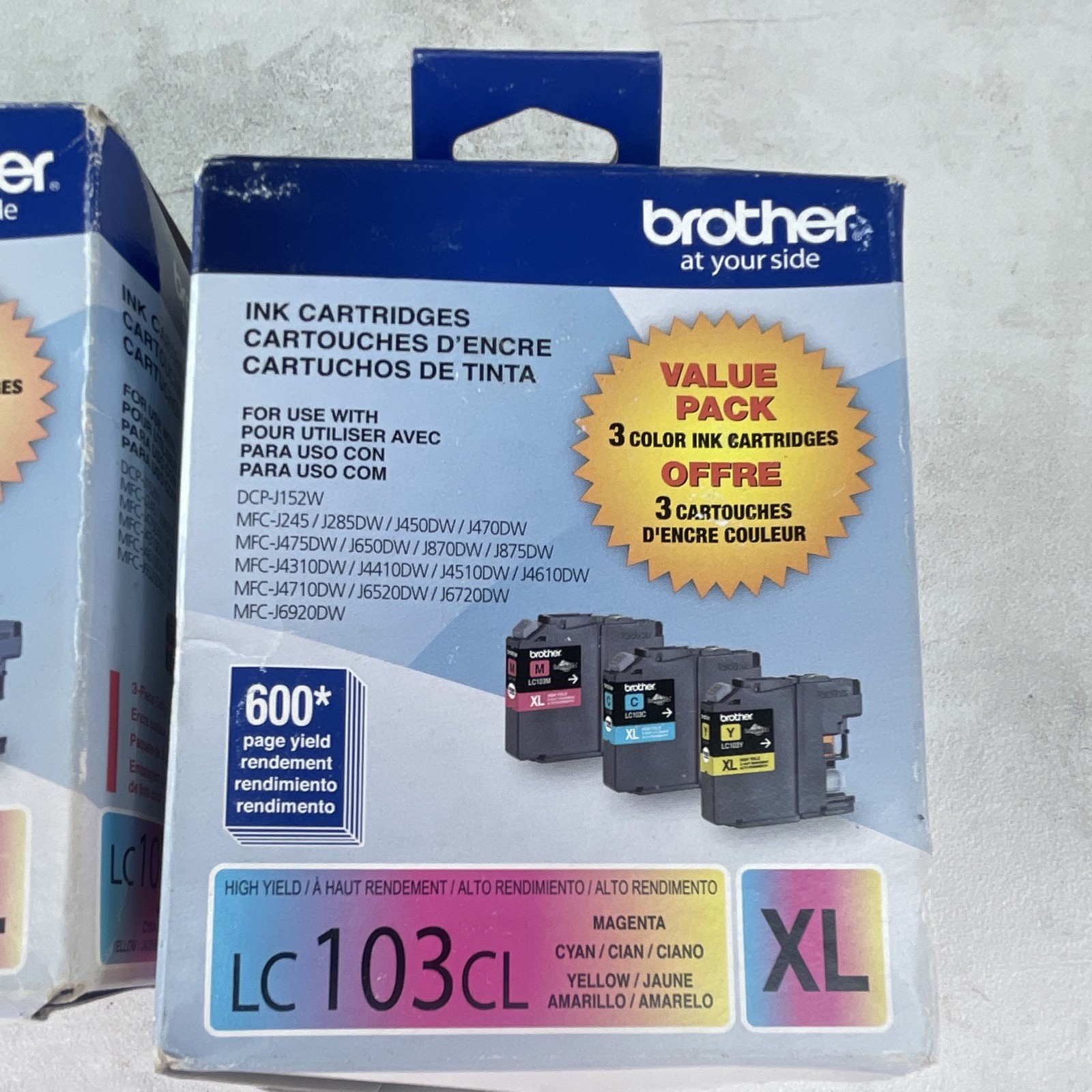 Brother Genuine LC103CL XL LC1033PKS Cyan/Magenta/Yellow Ink Cartridges 3PK