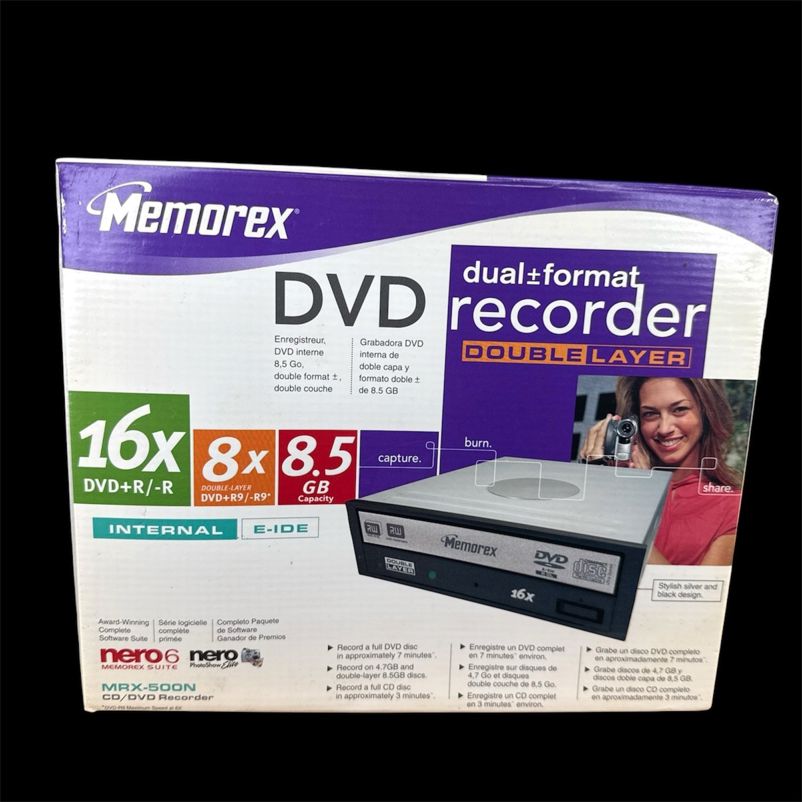 Memorex Dual Format DVD Recorder Double Layer MRX-500N 16x DVR+R/-R New Open Box