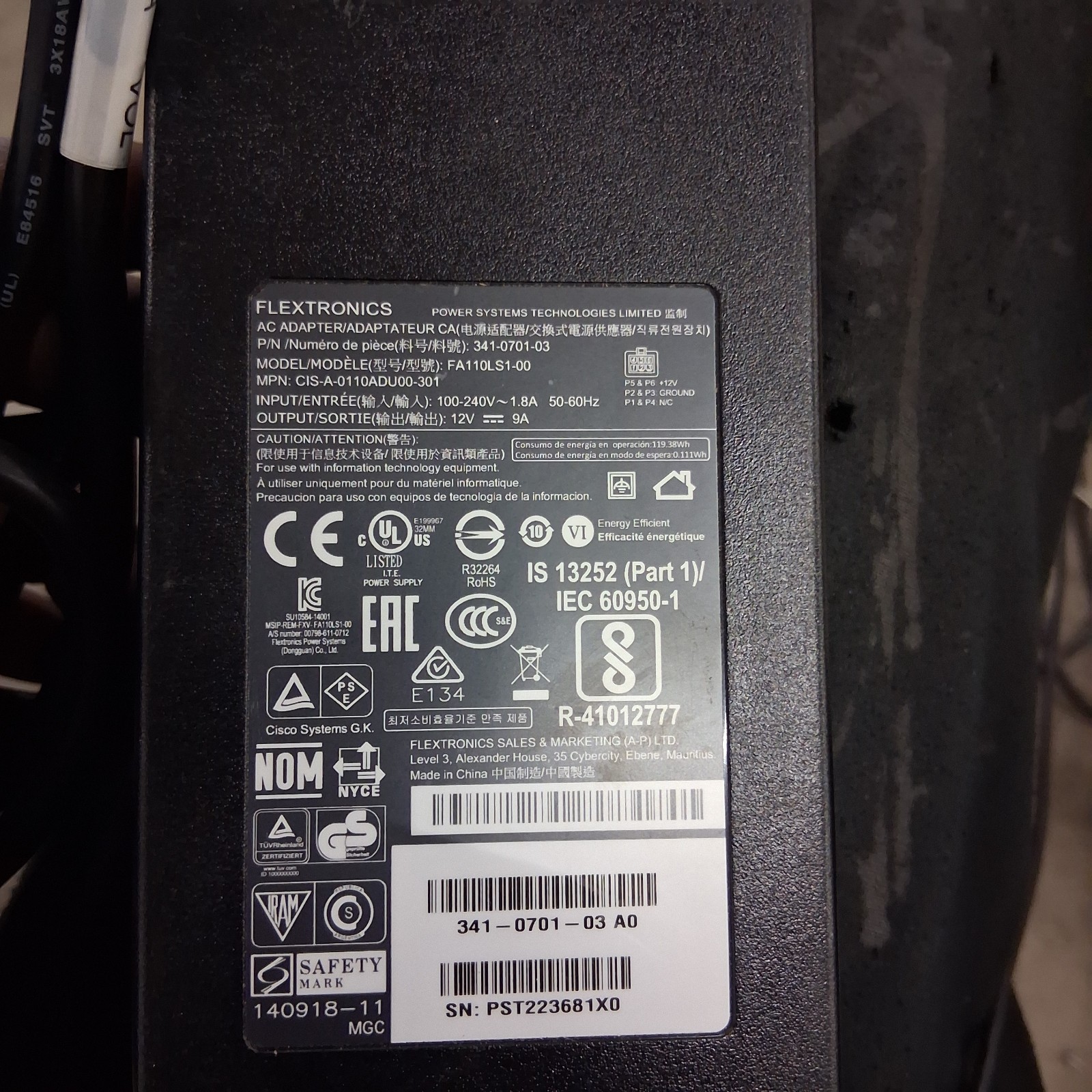 New Power Supply Adapter Cisco PWR-4320-AC 341-0701-03 for ISR4321 FA110LS1-00