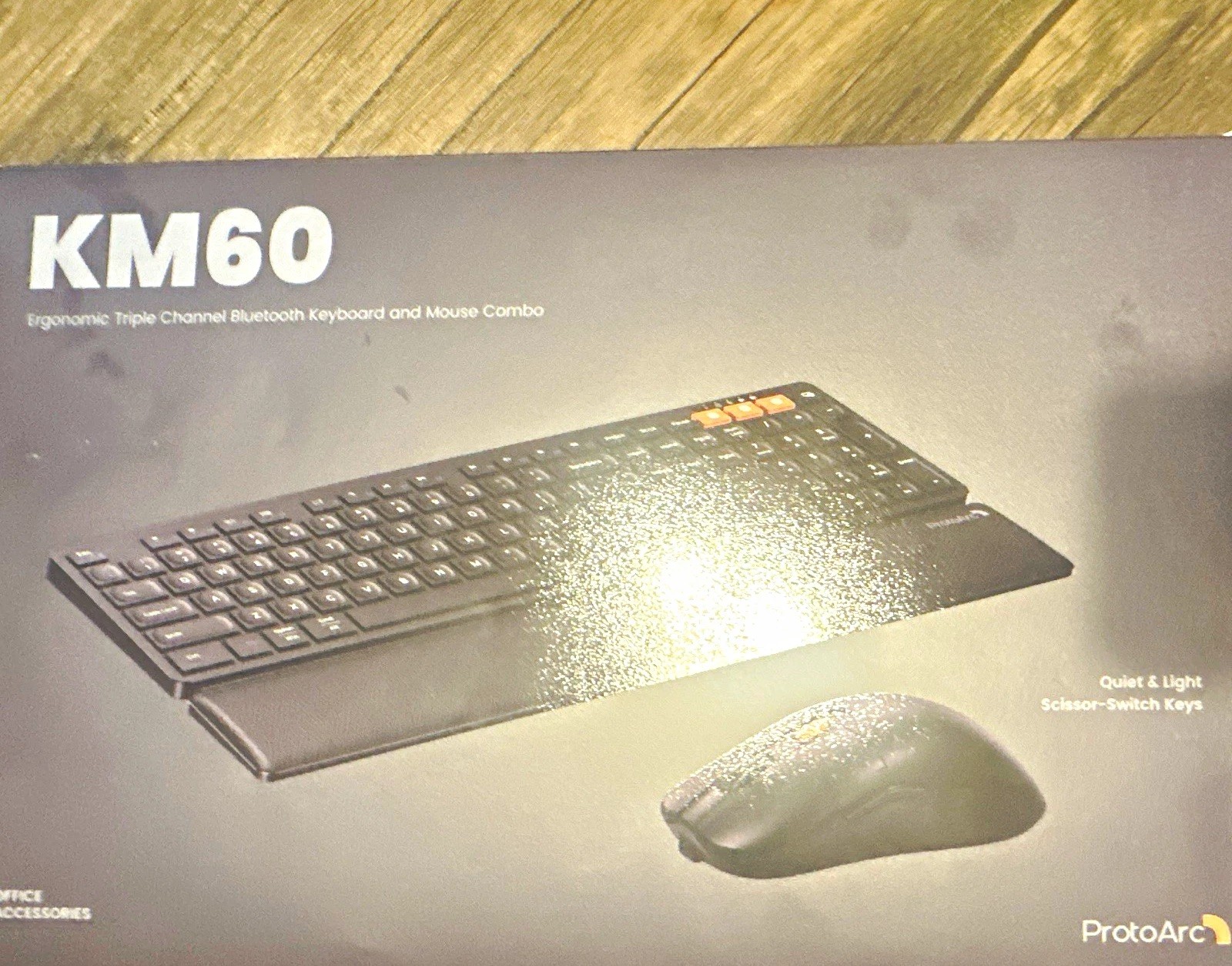 ProtoArc KM60 Wireless Bluetooth Keyboard Mouse Combo Black Quiet Keys