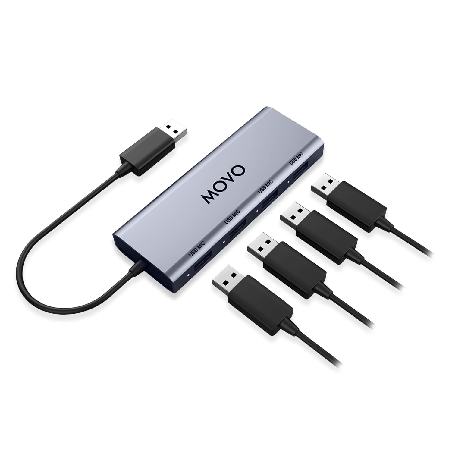 Movo UMX-1 USB Microphone Hub – 4-Port Powered USB Interface for Podcasting----