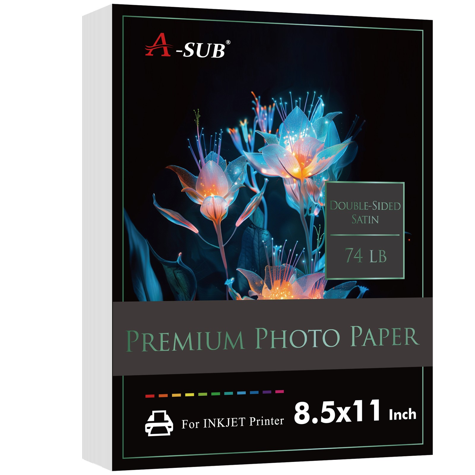 Lot A-SUB Premium Double-Sided Satin Photo Paper 8.5x11 74lb 280g Inkjet Printer