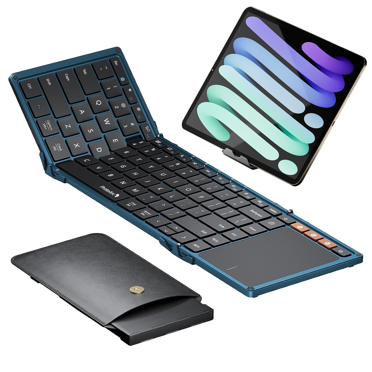 Foldable Bluetooth Keyboard with Touchpad, 0.65" Keycaps, Portable & Compact