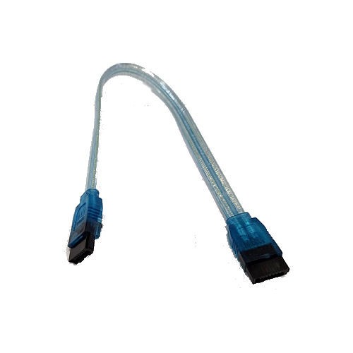 10inch SATA3.0 6Gbs Cable, straight to straight, light UV Blue, metal latch