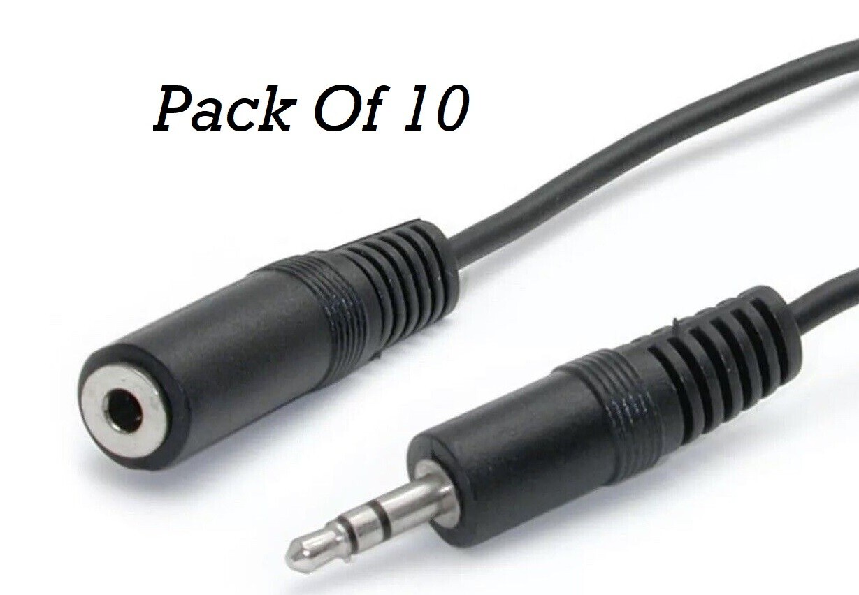 Pack Of 10 StarTech Stereo AUX Male To Female Cable Speaker Headset 1/8" 6Ft