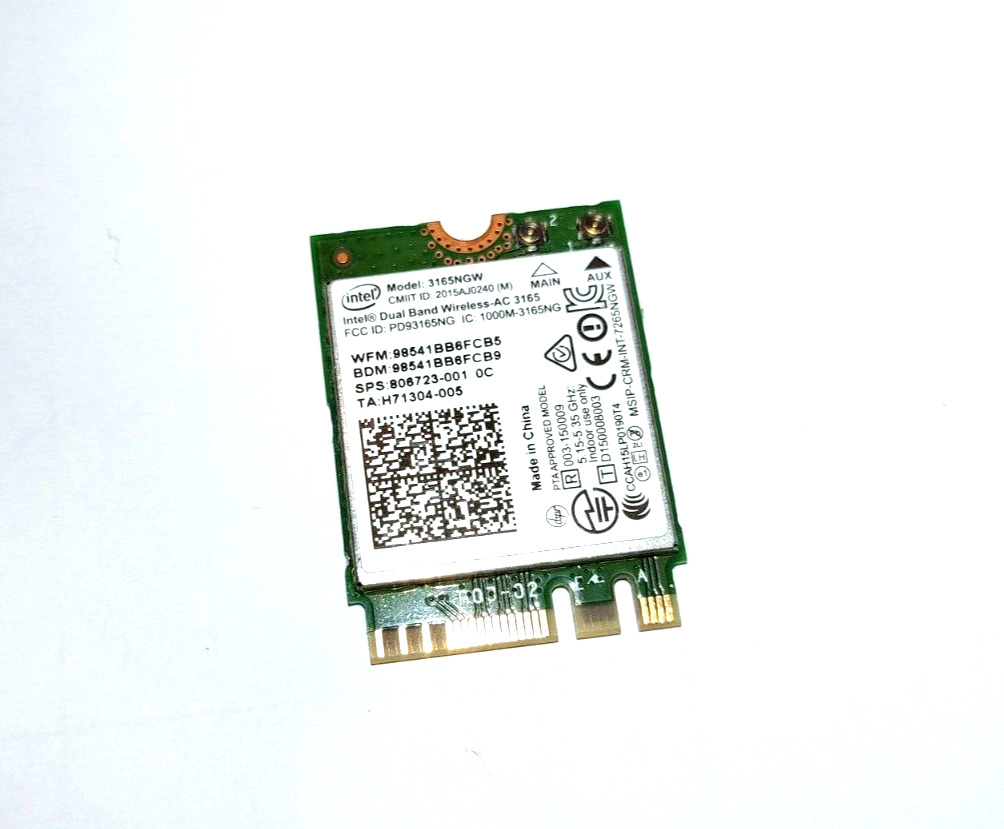 Intel Dual Band Wireless-AC 3165 WiFi & Bluetooth 4.0 3165NGW HP 806723-001 used
