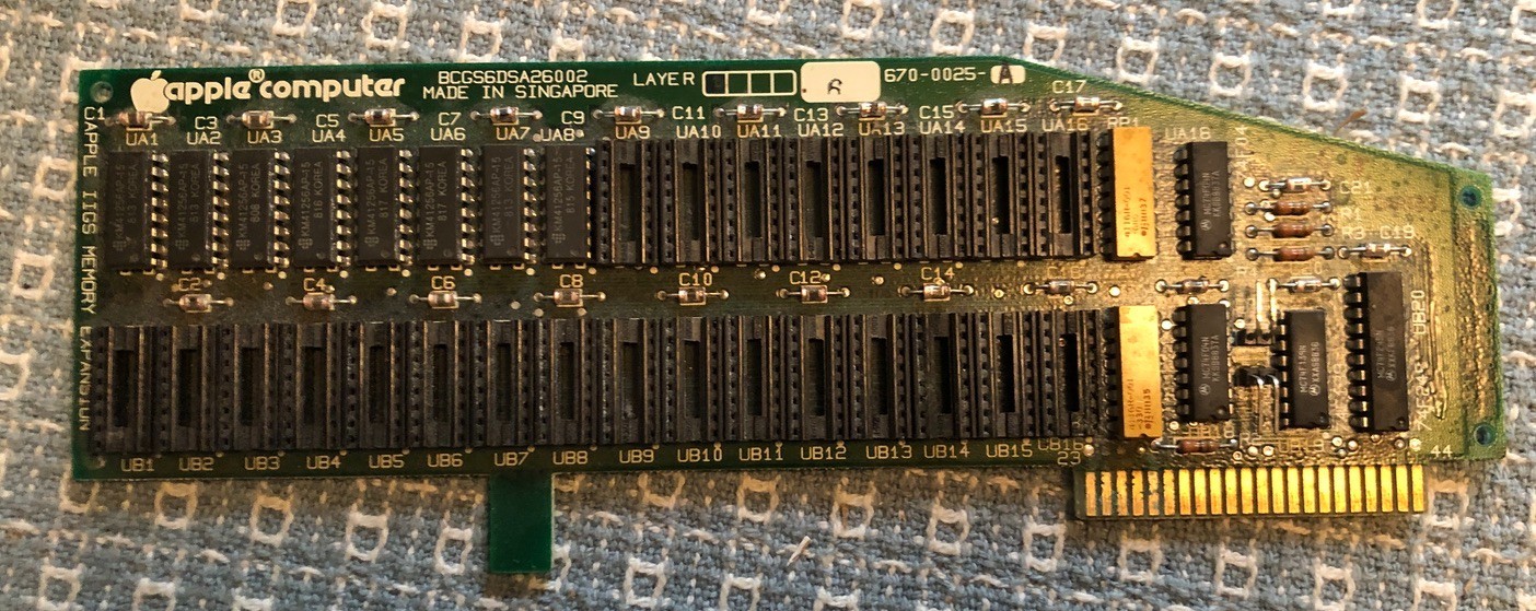 Apple IIGS Memory Expansion Card  670-0025-A   820-0166-B (#5) Fully Populated