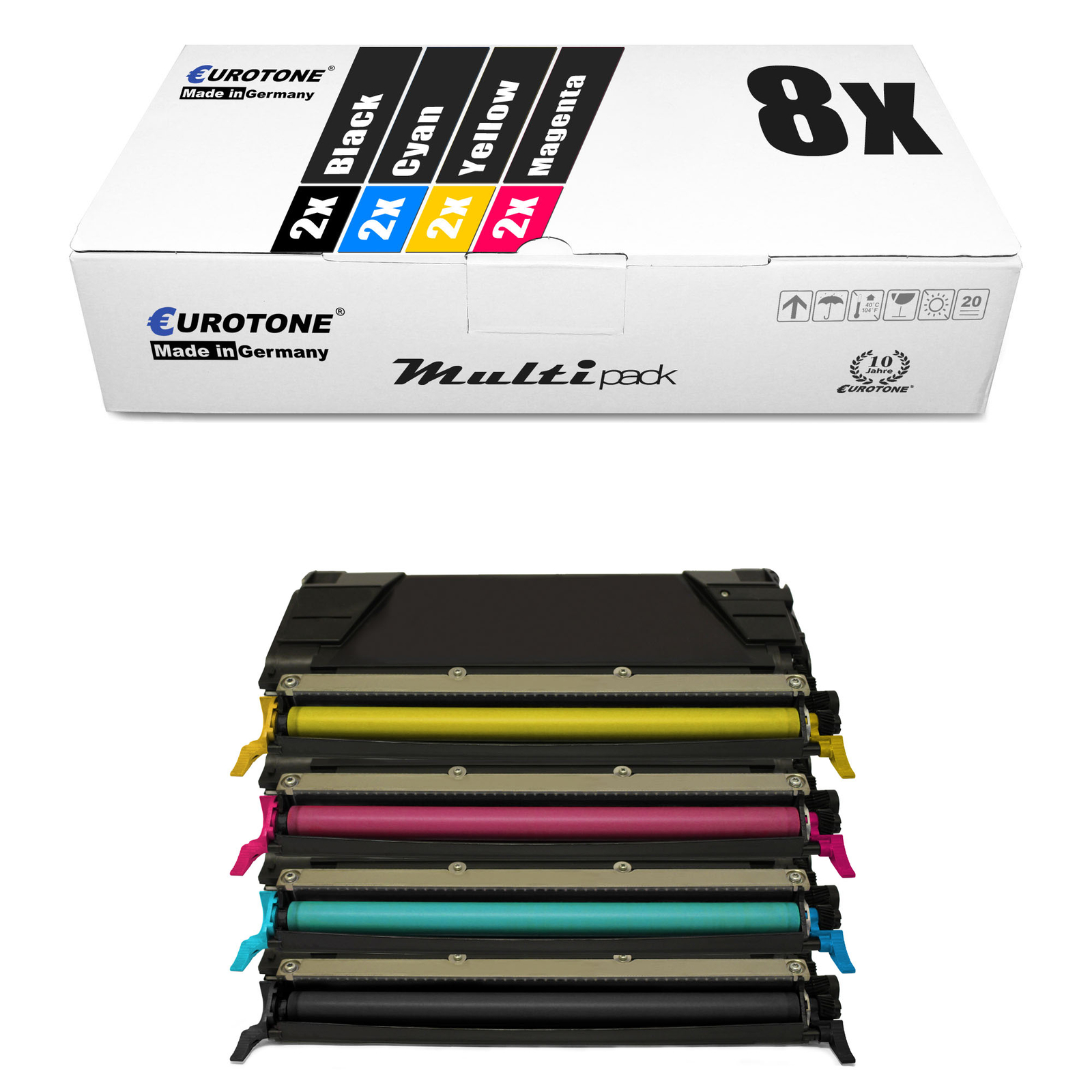 8x Eco Toner for Lexmark C-734-DTN C-734-DN X-734-DE C-734-N X-736-DE