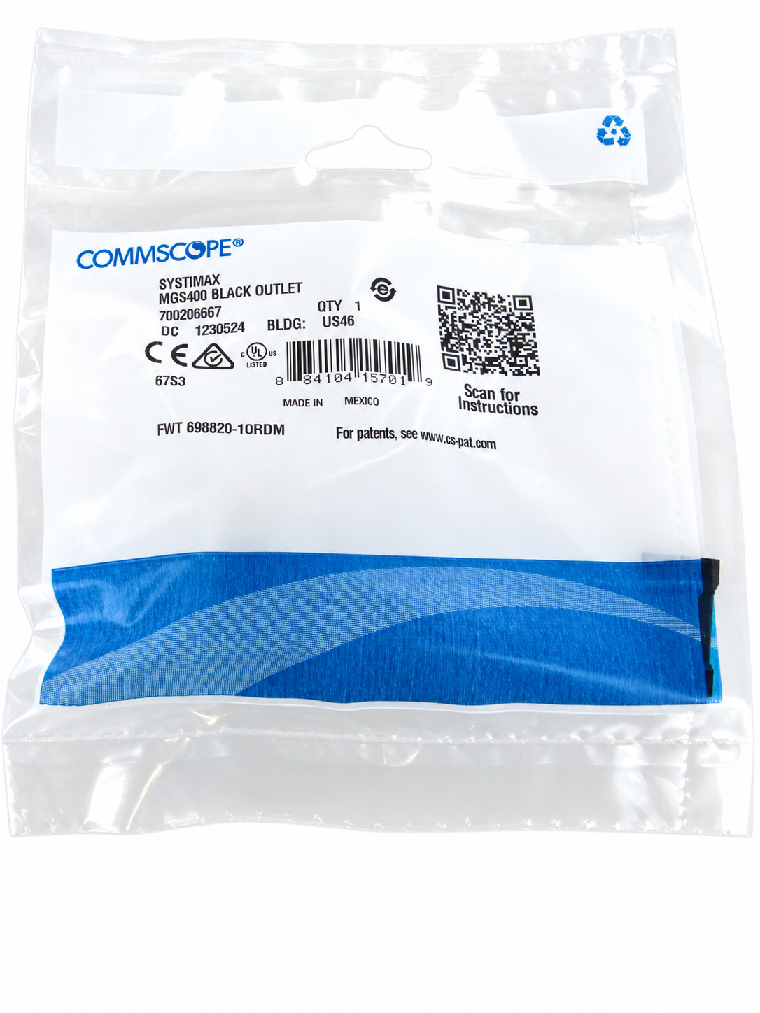 Commscope/Systimax GigaSpeed Cat6 Modular Jack, Black MGS400-003 ~STSI