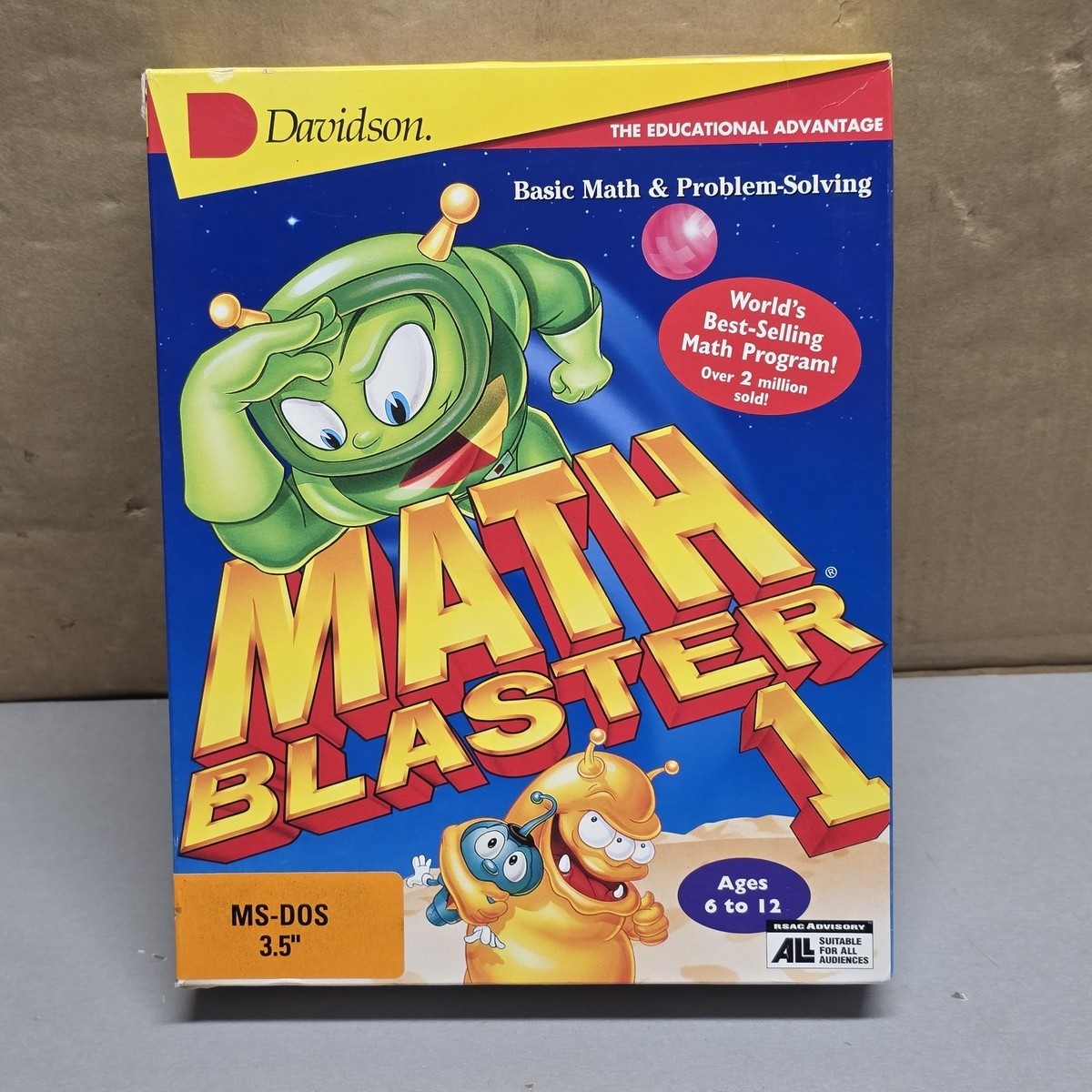Math Blaster 1 MS-DOS 3.5” Davidson Educational PC Game Vintage