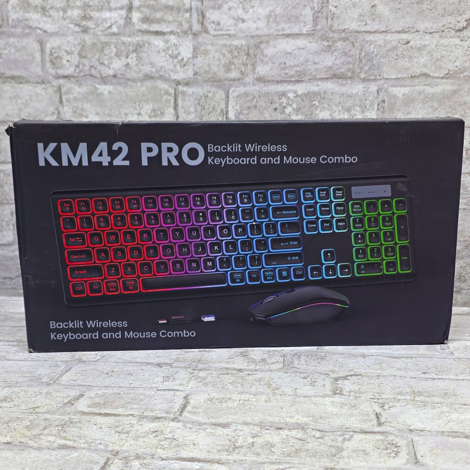 KM42 PRO Wireless Backlit RGB Keyboard & Mouse Combo QWERTY Silent Blue
