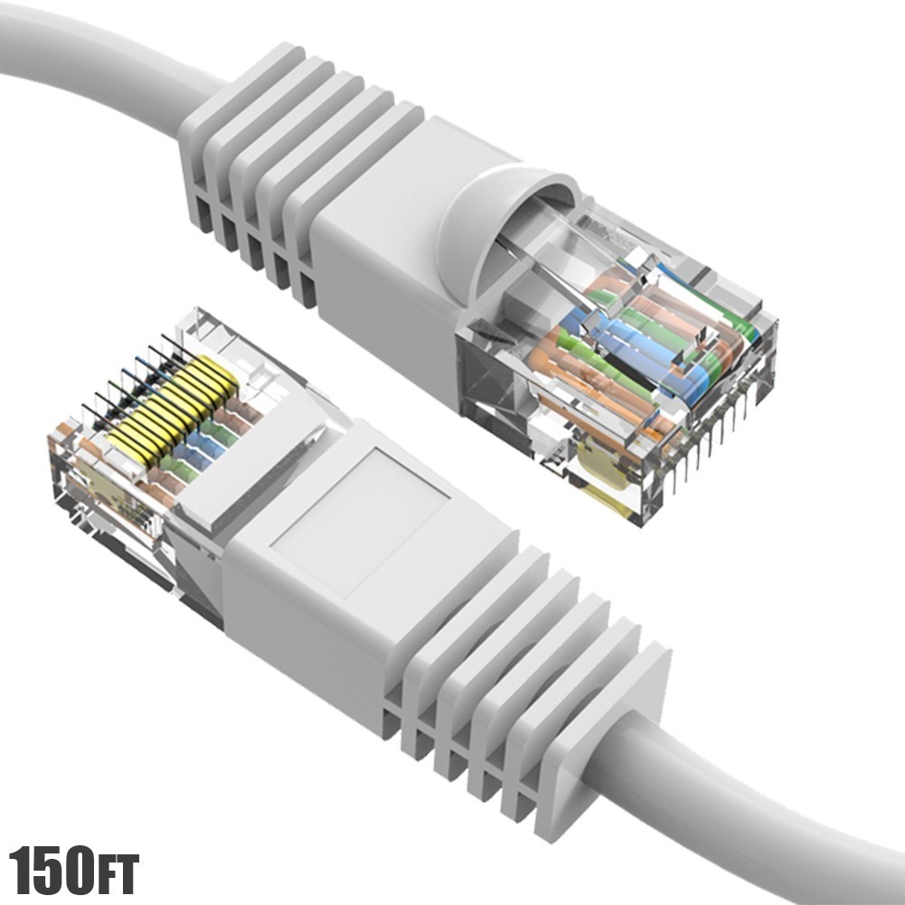 150FT Cat6 RJ45 Network LAN Ethernet UTP Snagless Patch Cable Pure Copper White