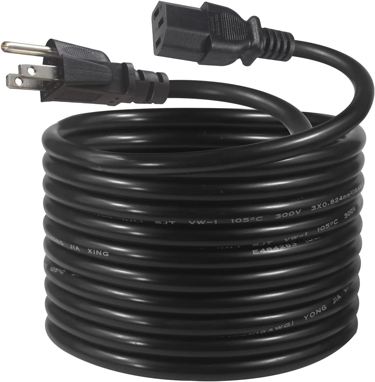 12Ft Computer Monitor Replacement Power Cord -Black Long Standard Pc Replace Ac 
