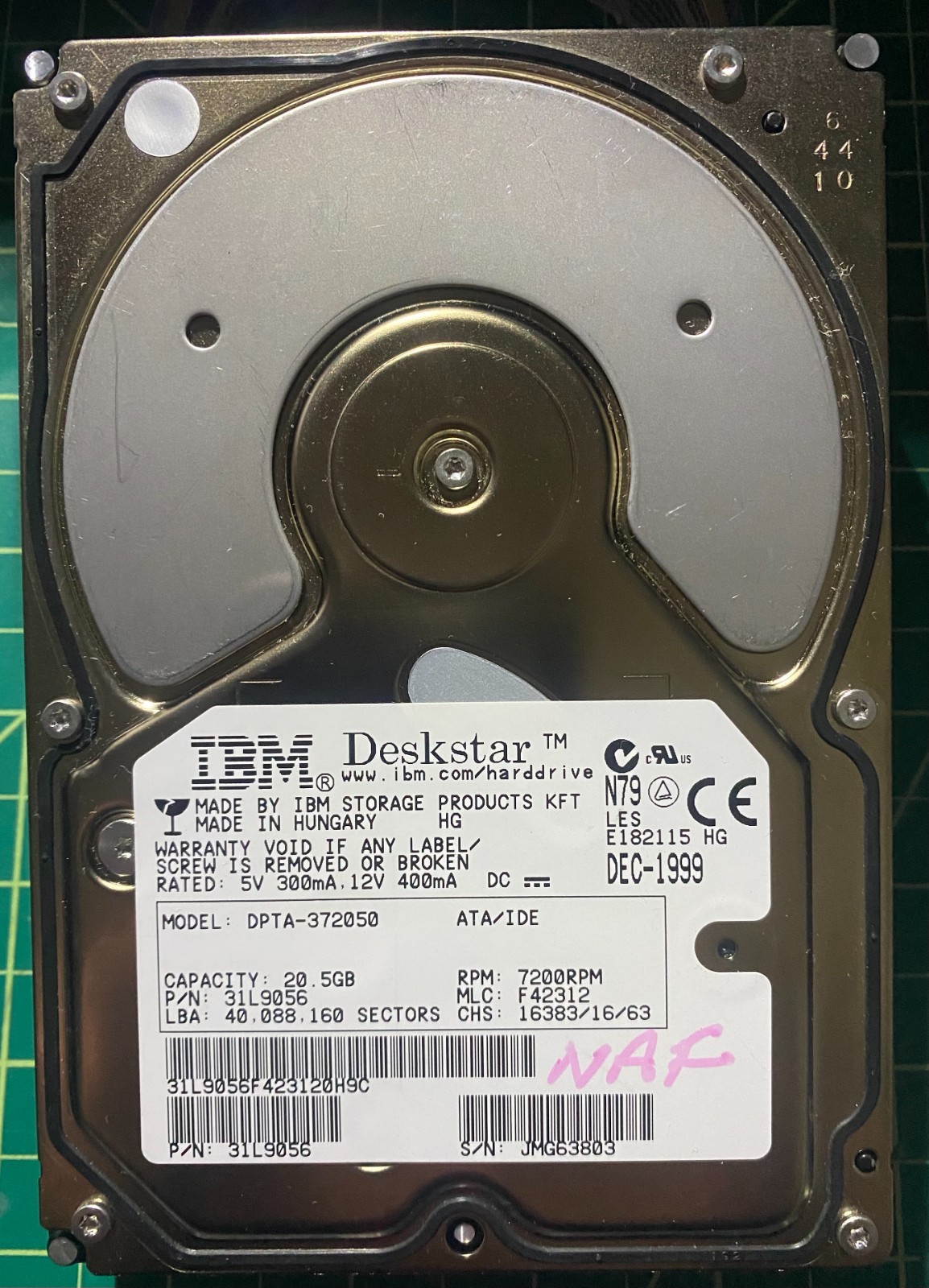 IBM Deskstar DPTA-372050 20.5Gb 7200 RPM 31L9056 Tested