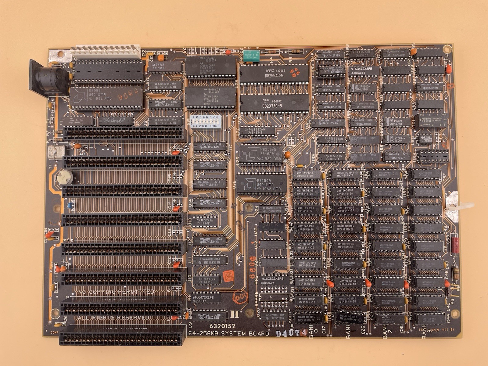 Vintage IBM PC XT 64-256KB System Motherboard Untested