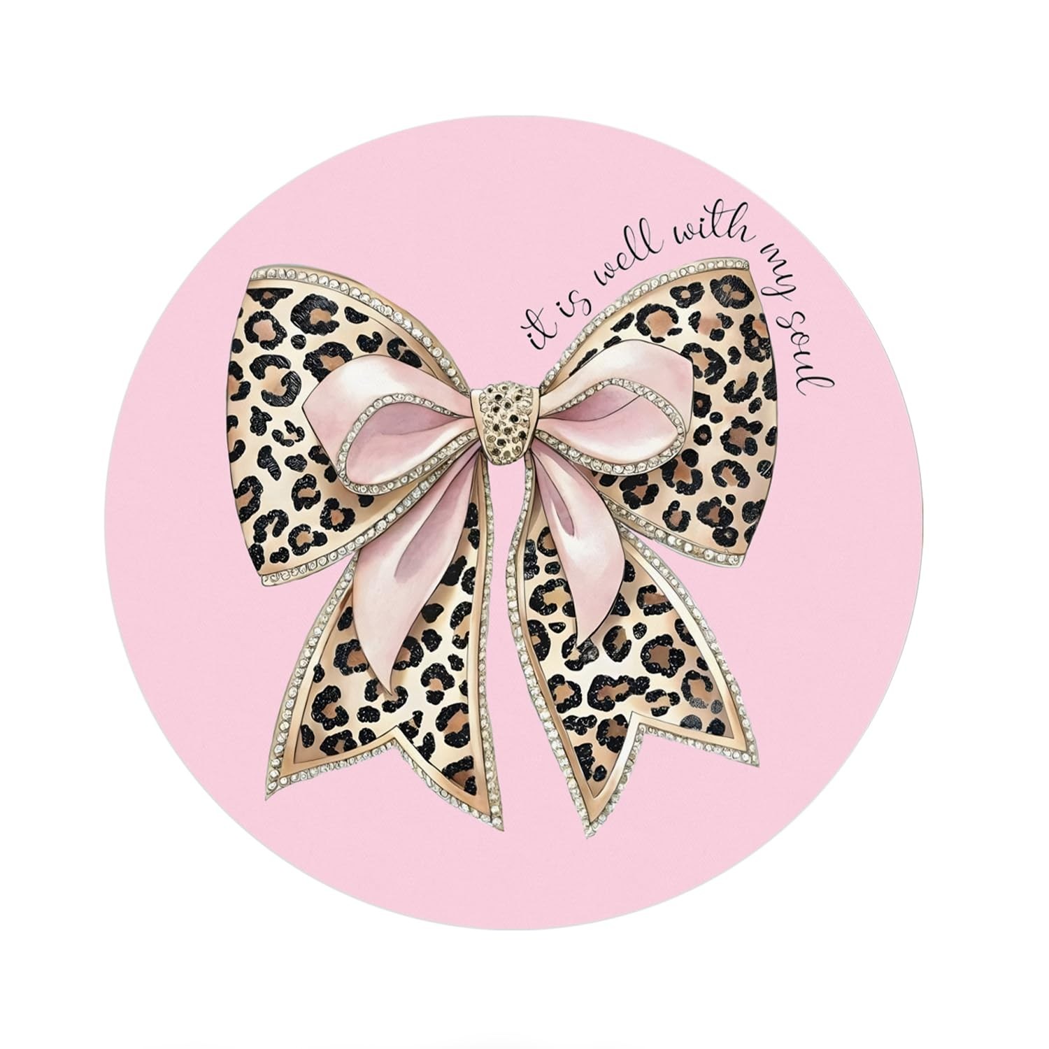NaZaUK Pink Bow Glam Leopard Mouse Pad for Desk, Trendy 8.7 x inches, bow 