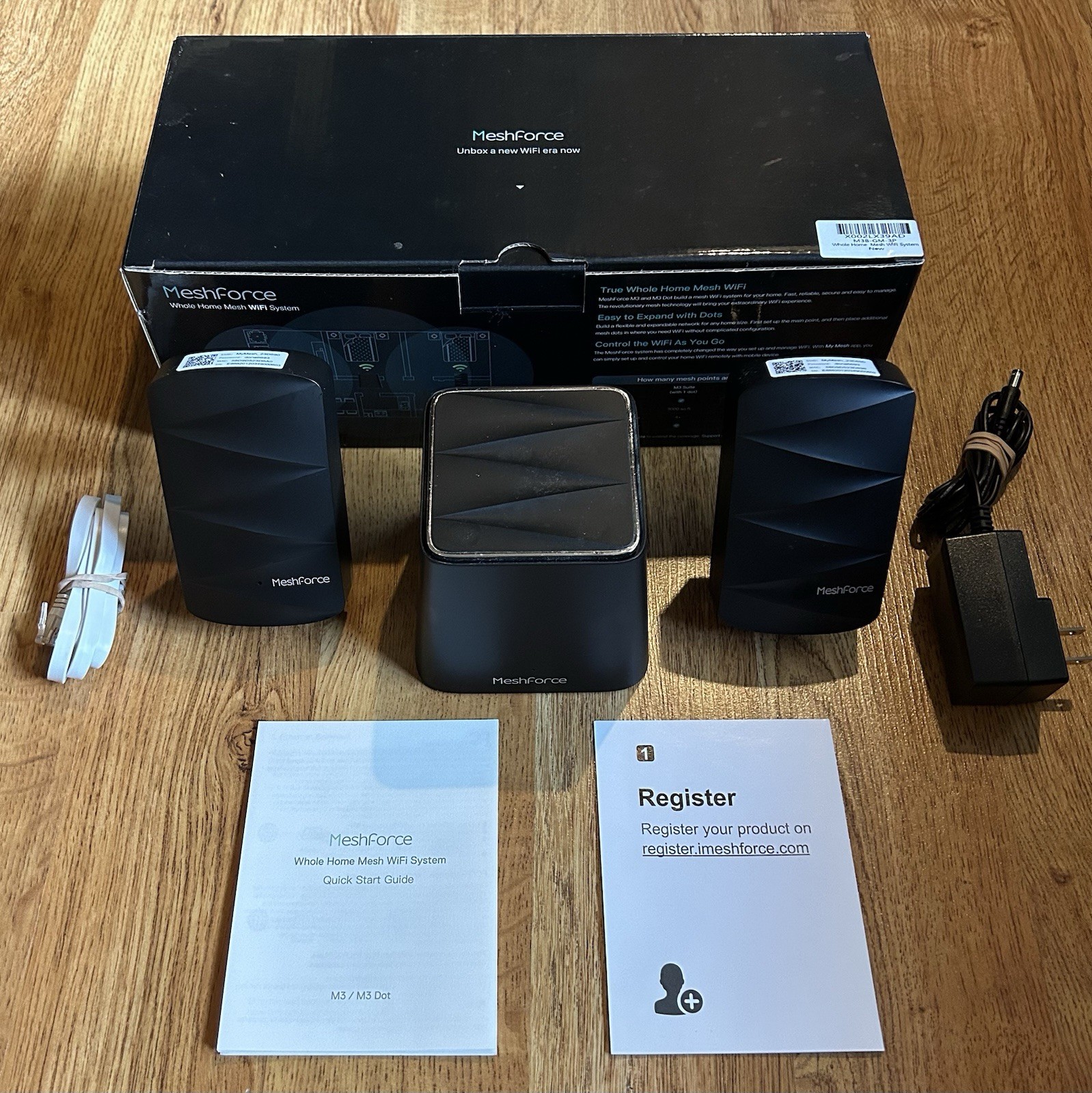 MeshForce M3/M3 Dot Whole Home Mesh WiFi System Black-Base Unit + 2 Dots