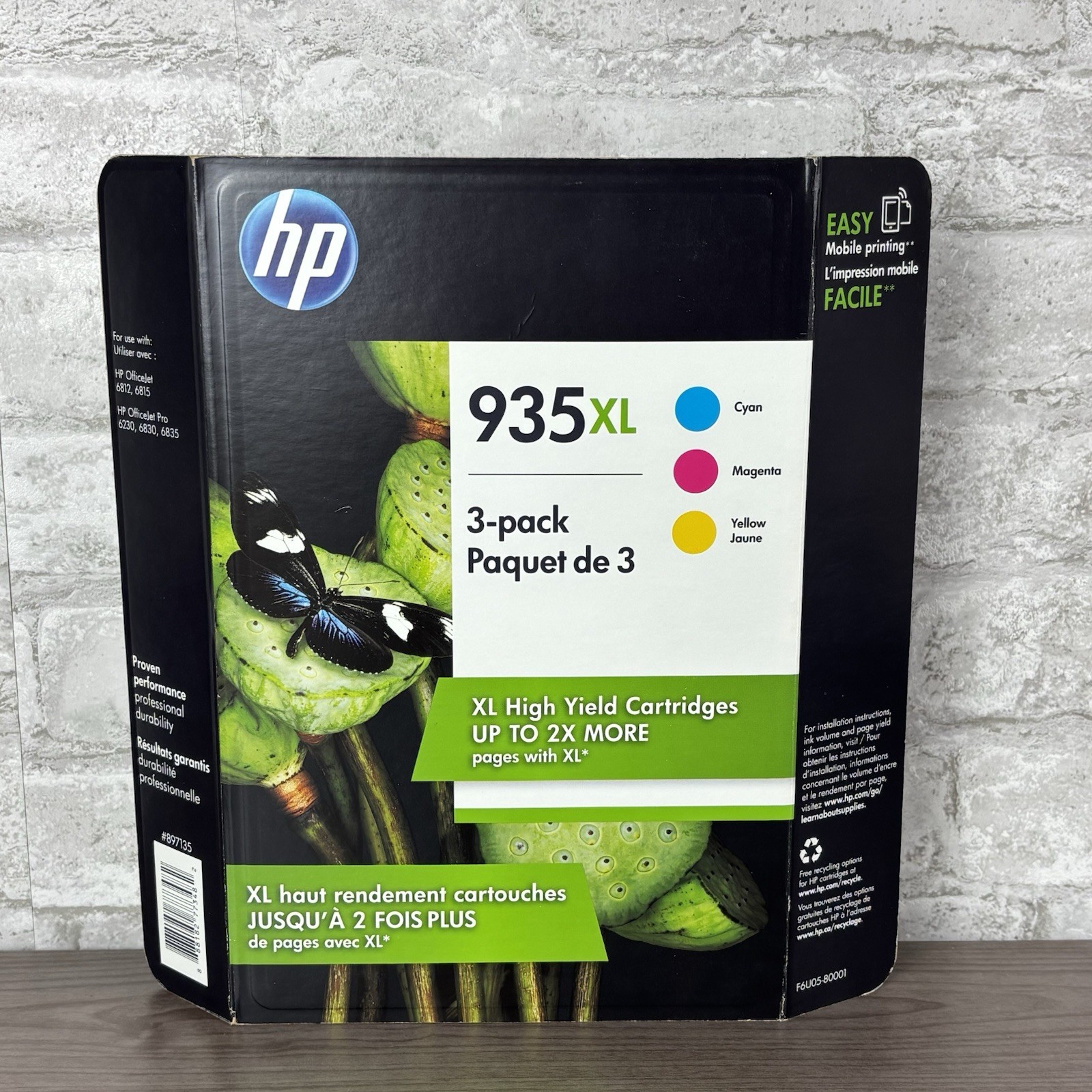 HP Genuine 935XL Cyan Magenta Yellow 3 pack Ink Cartridges