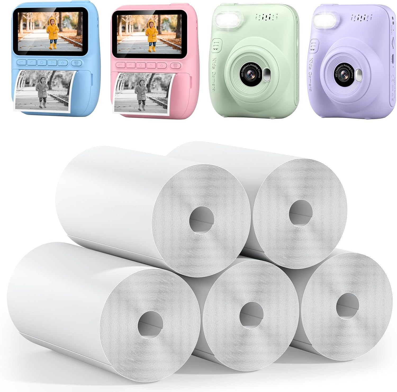 5 Rolls Kids Instant Camera Refill - HD Thermal Print Paper Set (56Mmx25Mm)