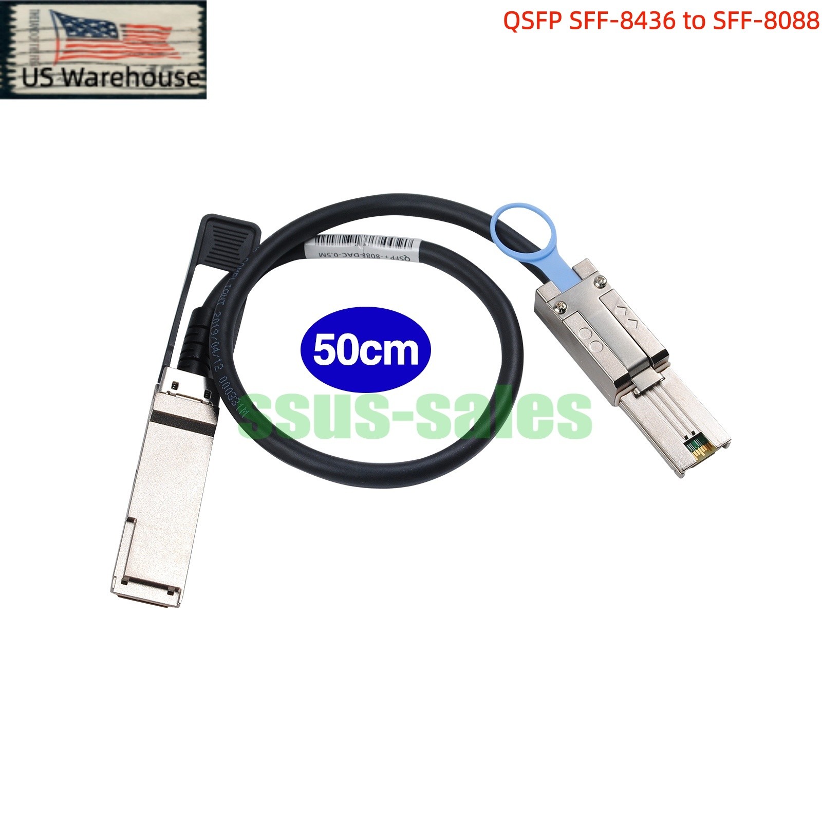1M/0.5M QSFP SFF-8436 to SFF-8088 External Mini SAS Cable 12Gbps Server RAID US