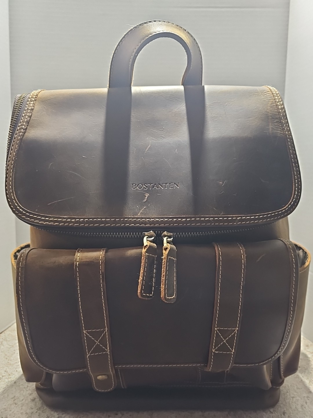 Vntg Bostanten 15.6" Crazy Horse Leather Laptop Backpack 
