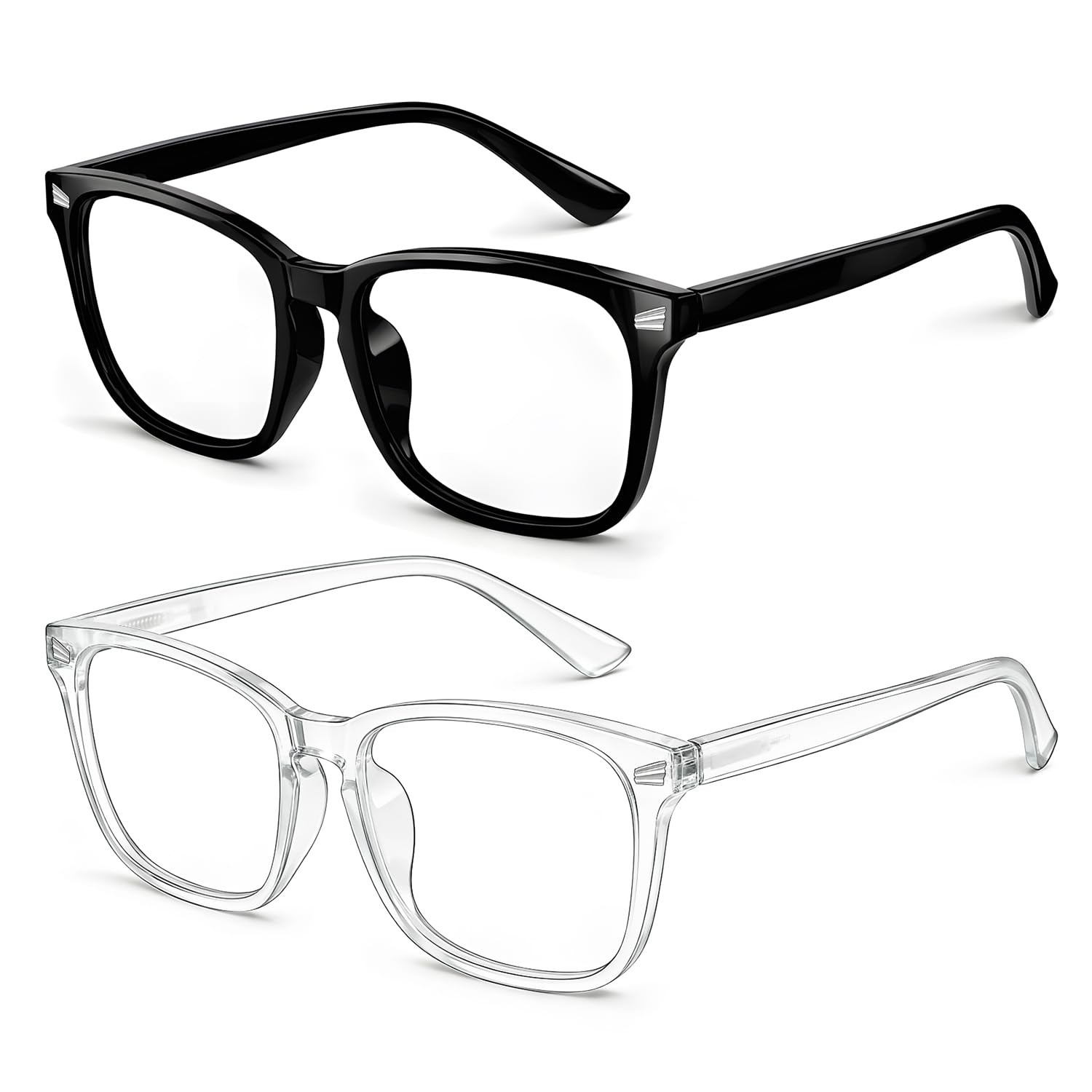 Kids Blue Light Glasses for Boys Girls Age 6-8, Fake Clear Eyewear 2 Pack