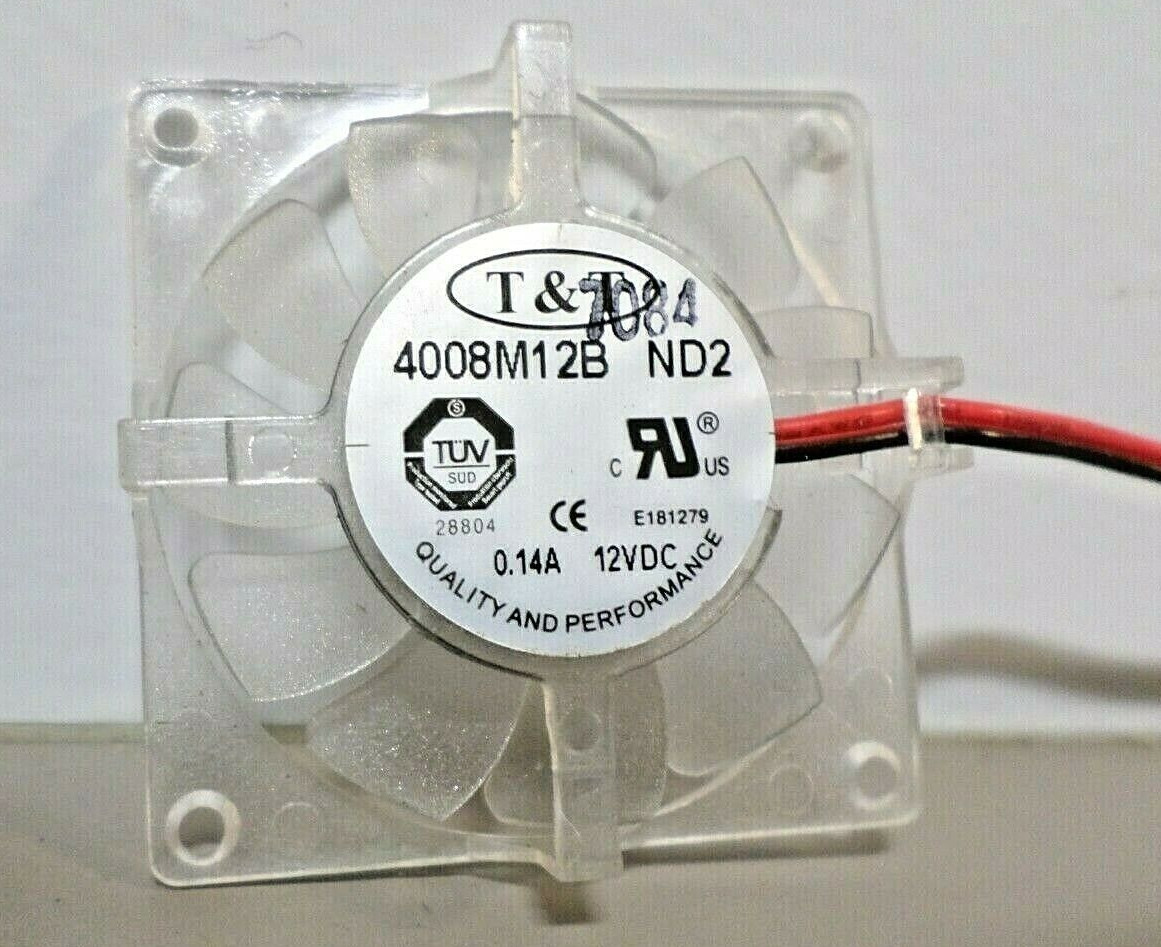 T&T 4008M12B ND2 Clear 2 Wire / 2 Pin Cooling Fan 40mm x 40mm x 9mm