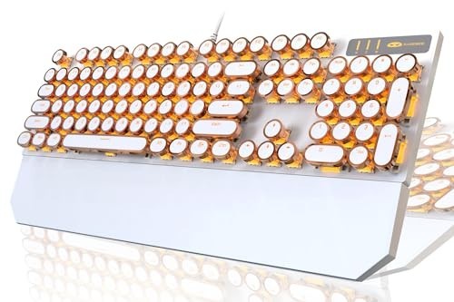 Typewriter Style Mechanical Keyboard, 104 Keys, Gold LED Backlit, Wired