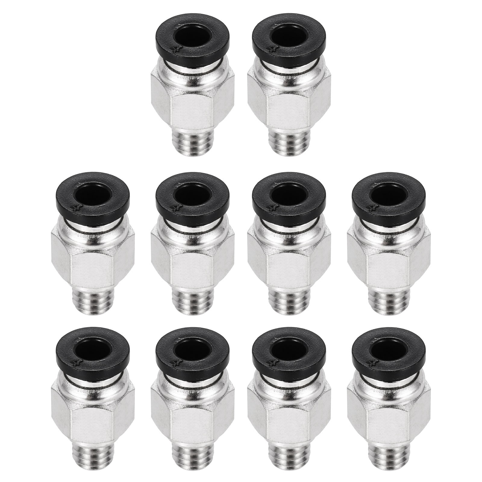 10Pcs PC4-M6 Straight Through Fitting for 3D Printer 2x4mm Tubes Black