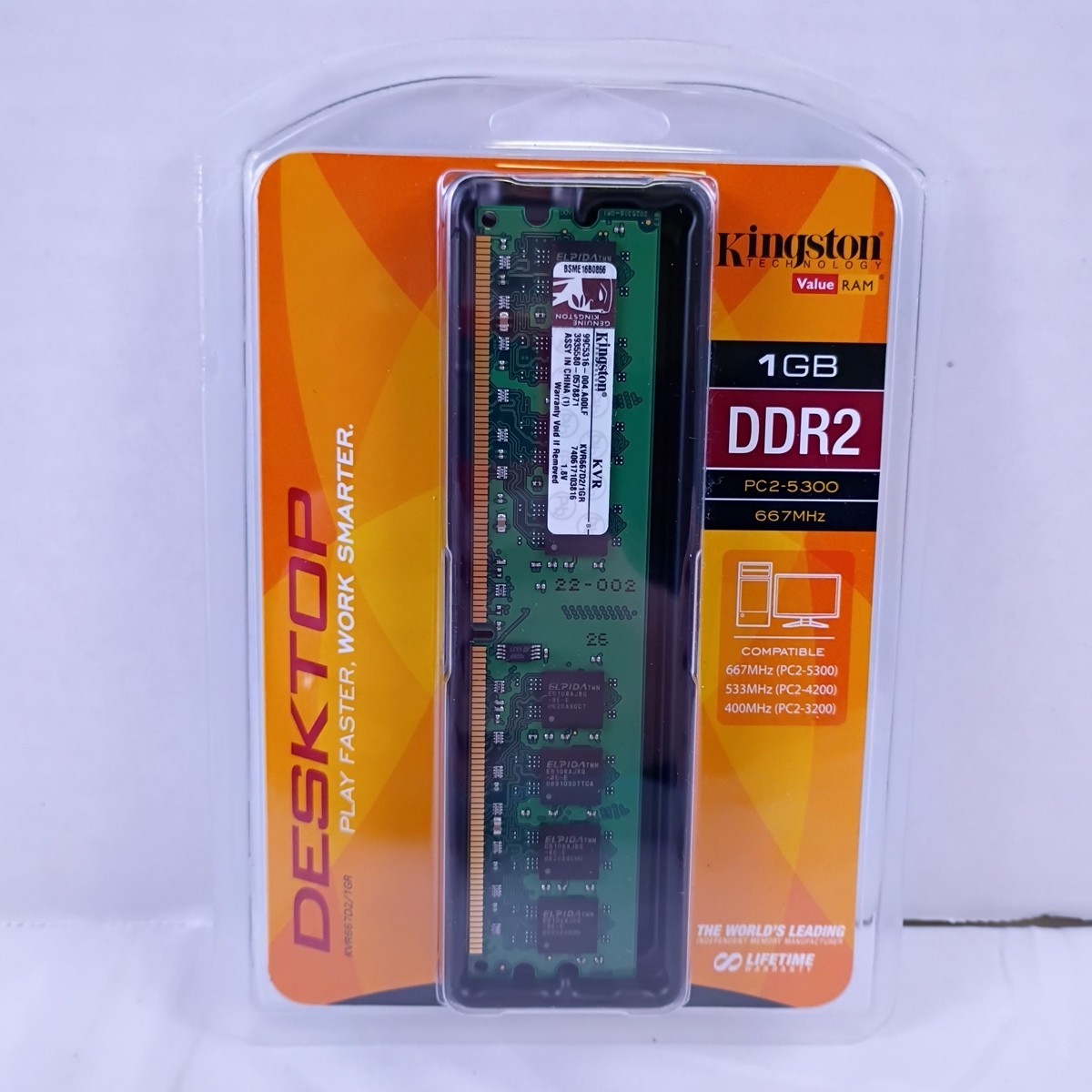 Kingston Technology 1GB DDR2 RAM PC2-5300 667MHz New and Sealed 