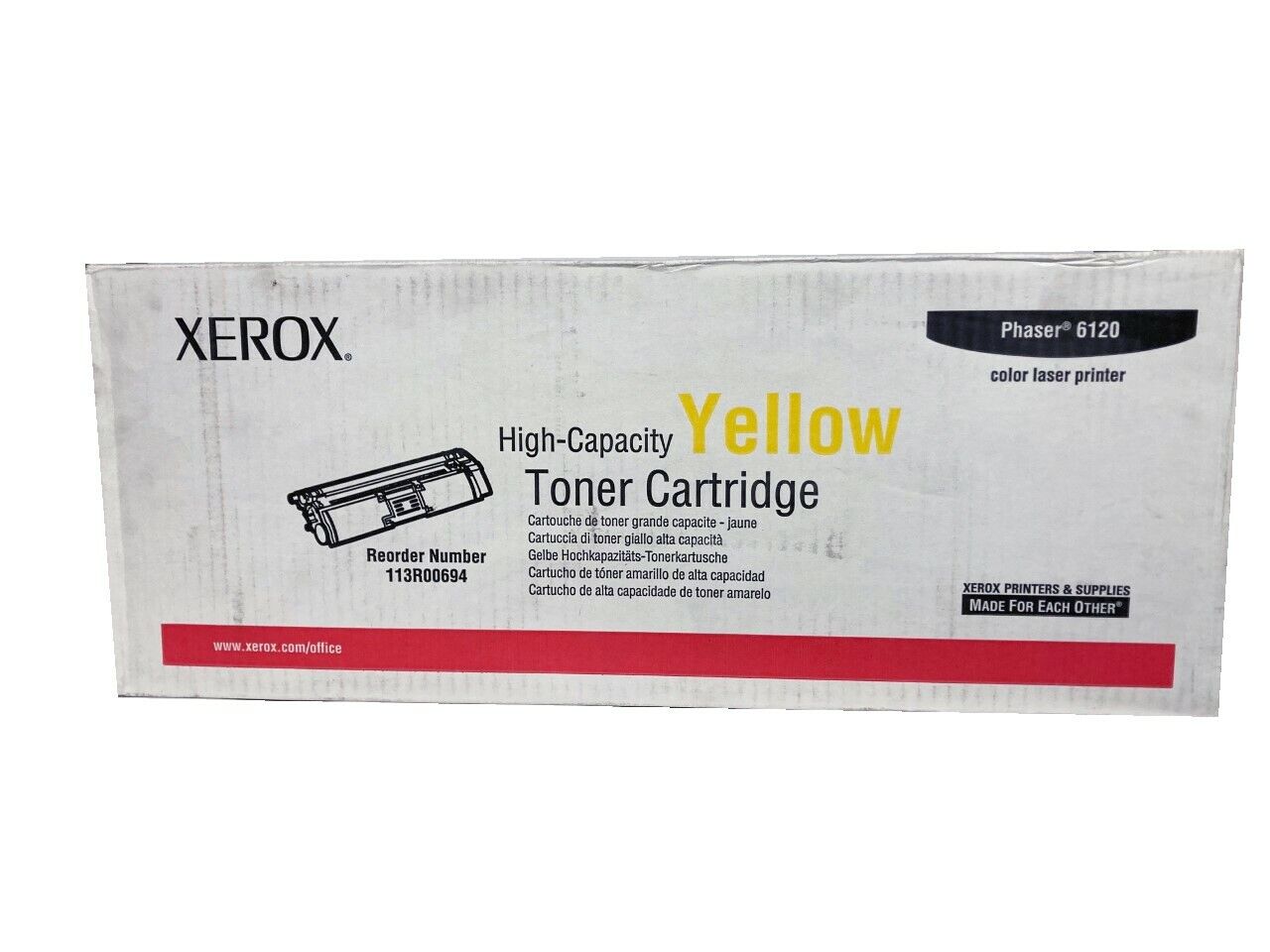 Xerox PHASER 6120 Toner Yellow 113R00694 New
