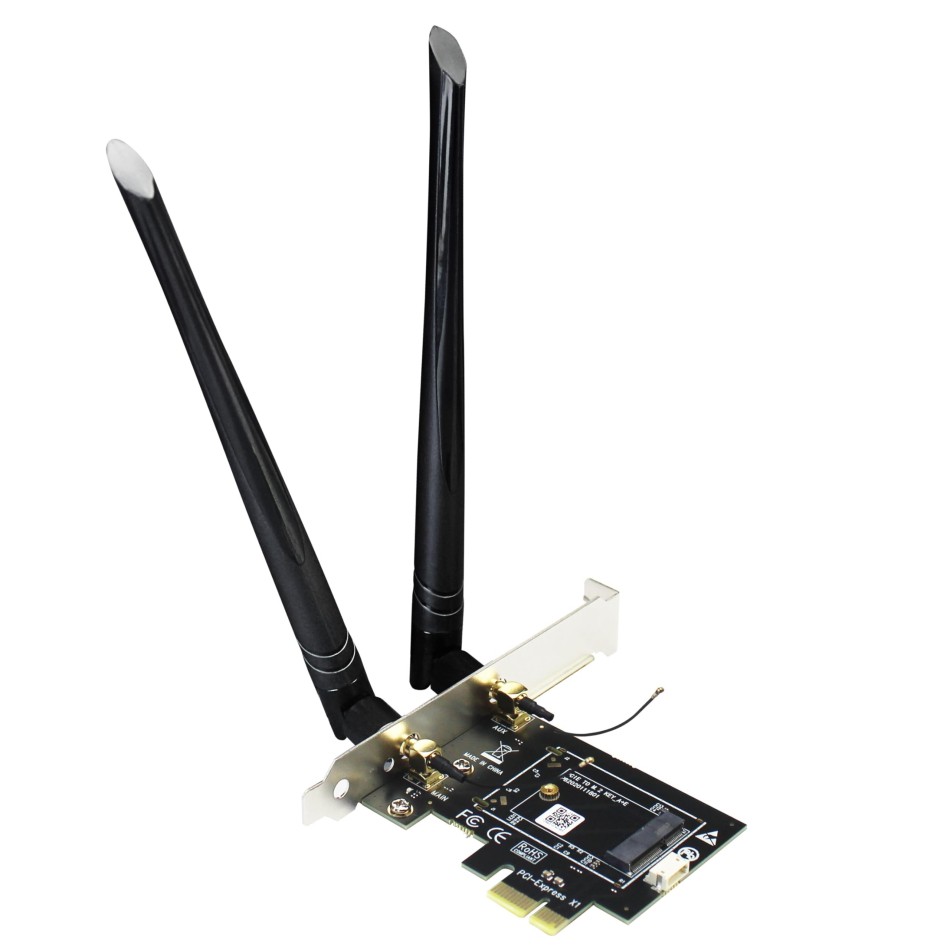GLOTRENDS WA01 M.2 E Key to PCIe X1 WiFi Bluetooth Adapter for M.2 WiFi 4/5/6/6e