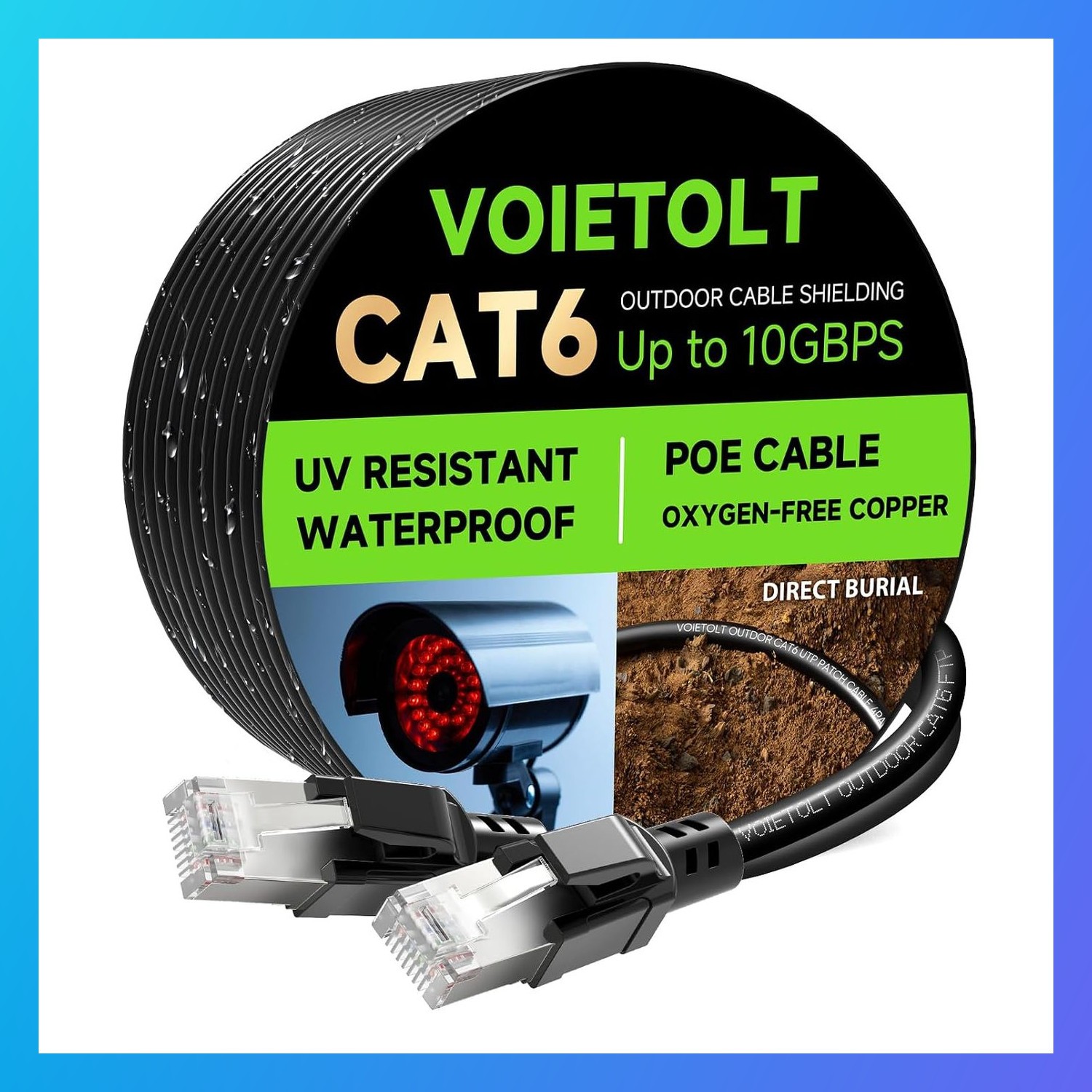 Cat 6 Outdoor Ethernet Cable 75 ft Direct Burial Waterproof