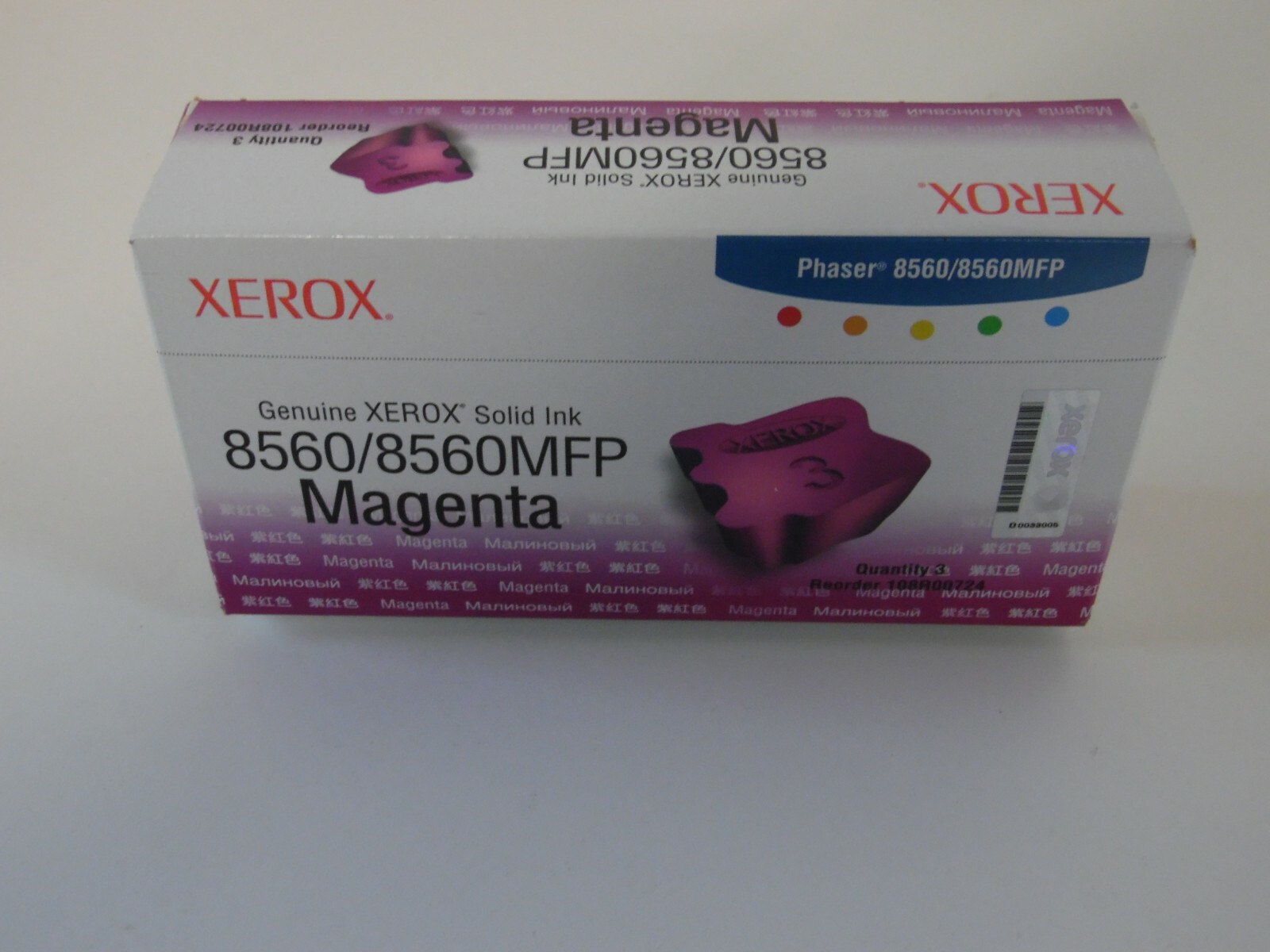 3pk NEW SEALED GENUINE Xerox Phaser 8560 Magenta Solid Ink 108R00724 