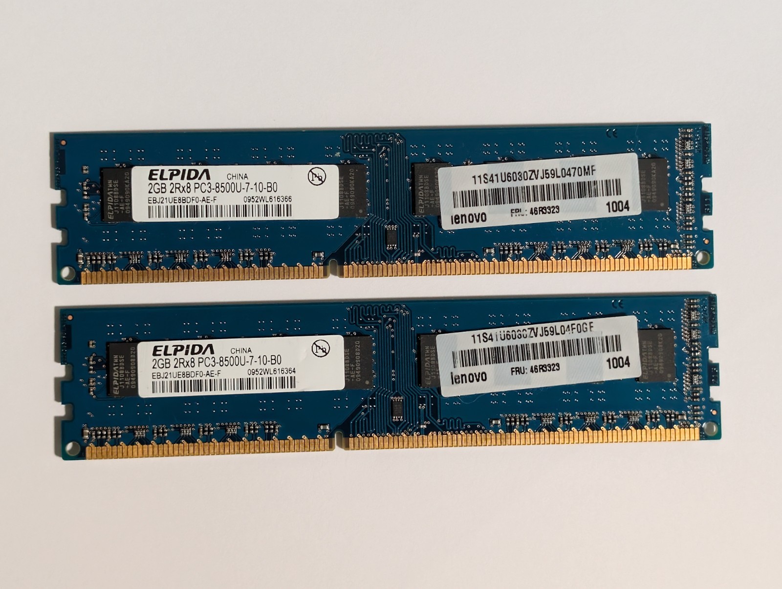 Elpida 4GB (2x2GB) DDR3 Desktop RAM PC3-8500U 1066MHz EBJ21UE8BDF0-AE-F Lenovo