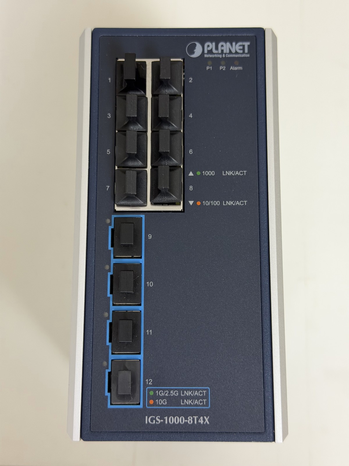 PLANET IGS-1000-8T4X Industrial 10G Switch + MEAN WELL HDR-15-12 DIN Rail Power